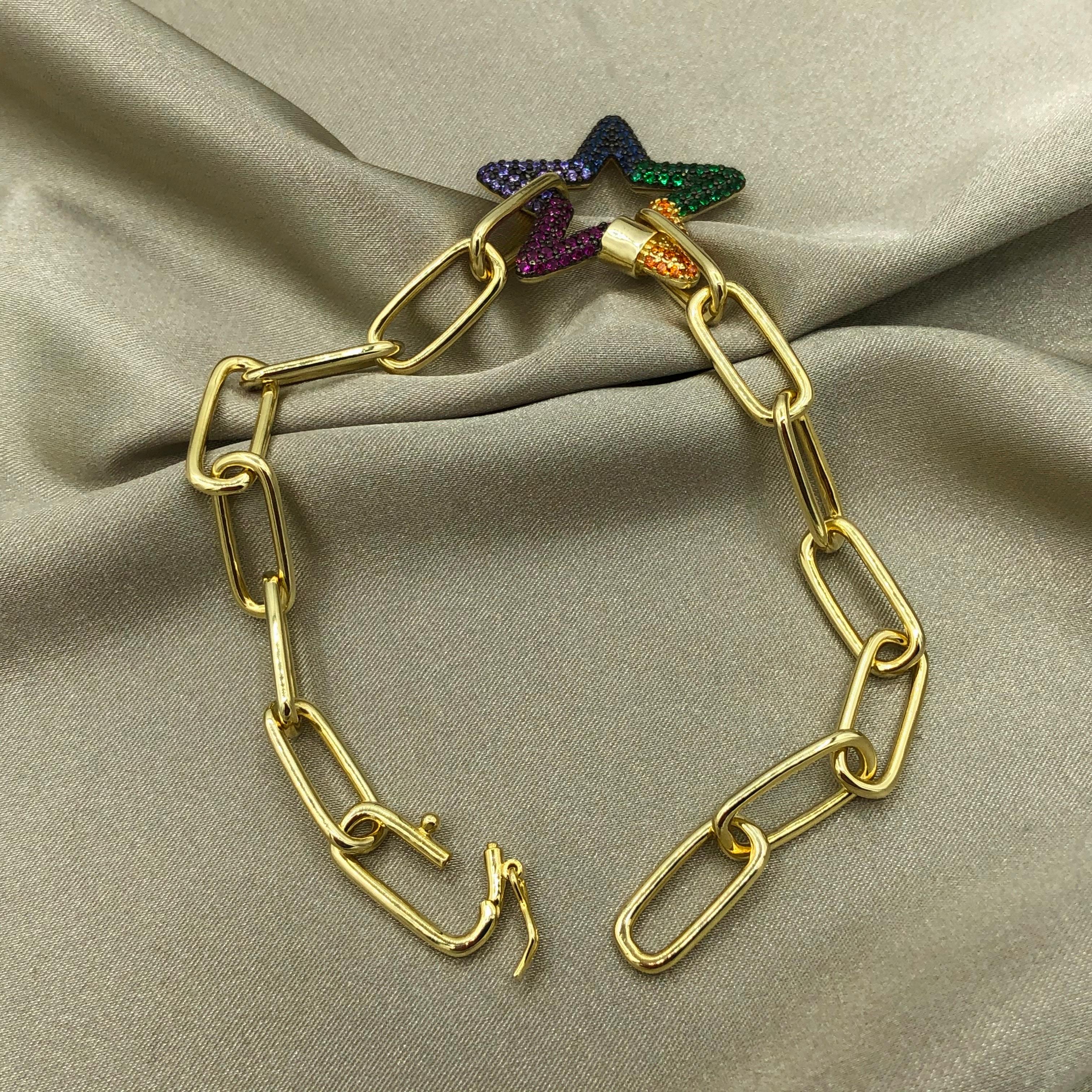 Colorful Star Chain Bracelet - Gold