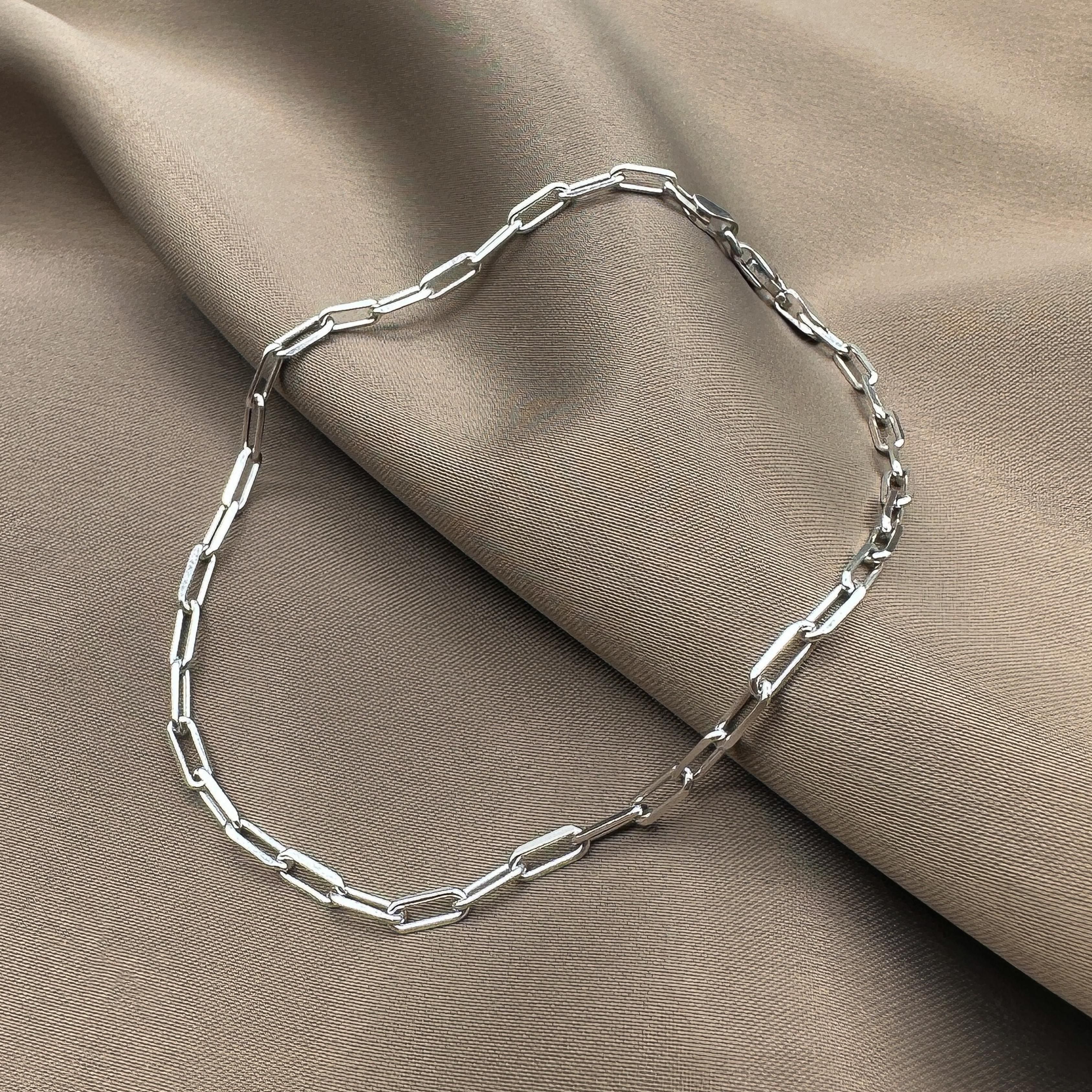 Thin Link Anklet - Rhodium