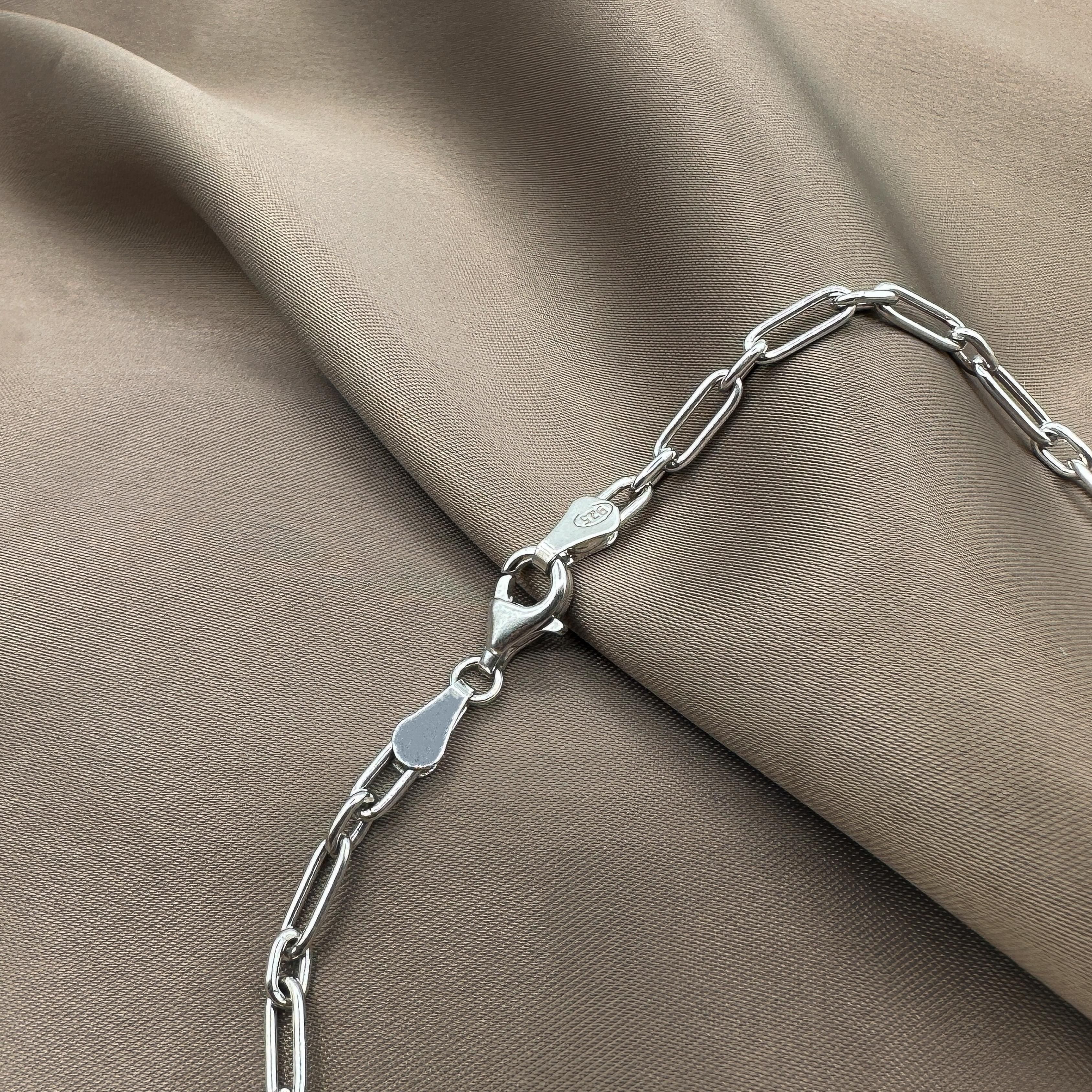 Thick Link Anklet - Rhodium