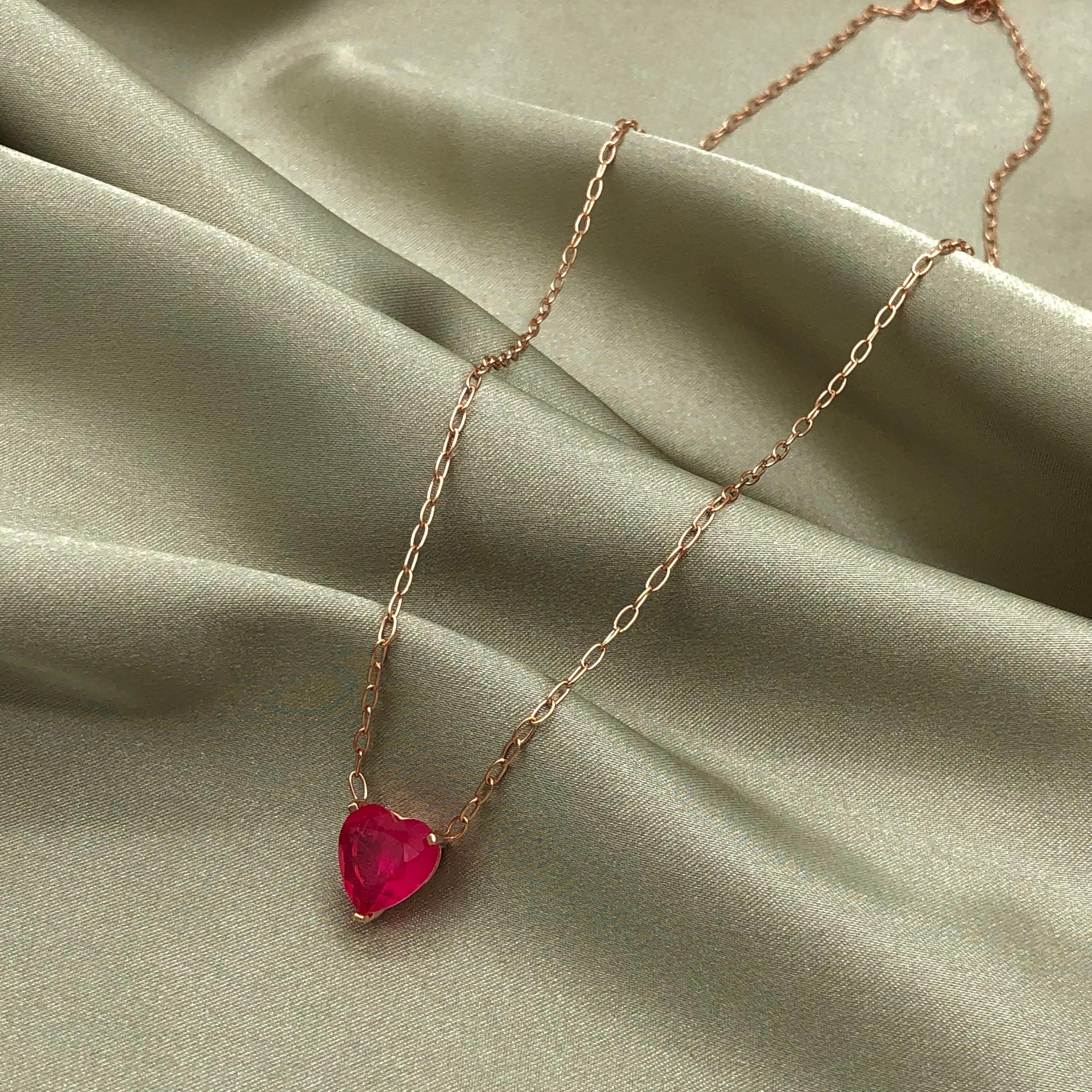 Paraiba Heart Necklace - Pink