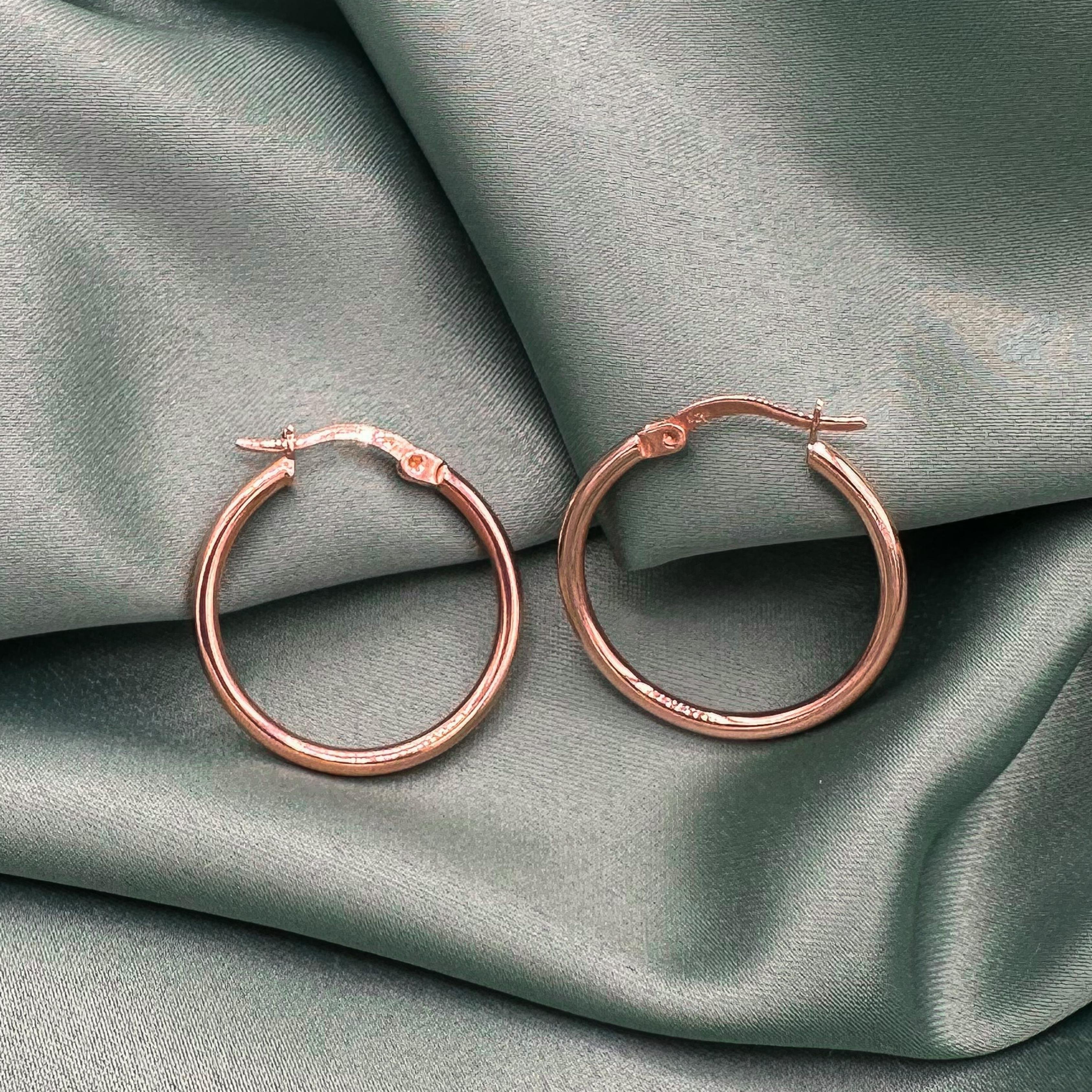 Medium Size Thin Hoop Earrings - Rose Gold