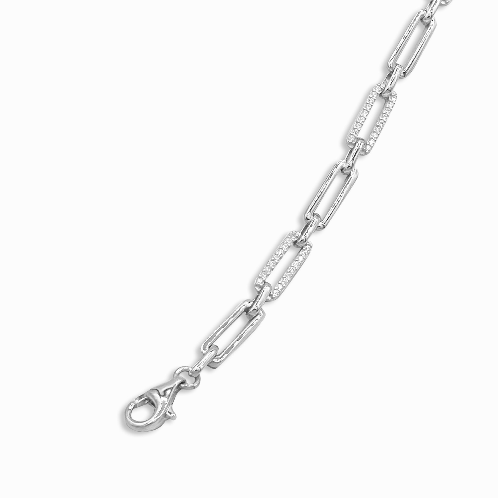 Link Zircon Bracelet - Rhodium