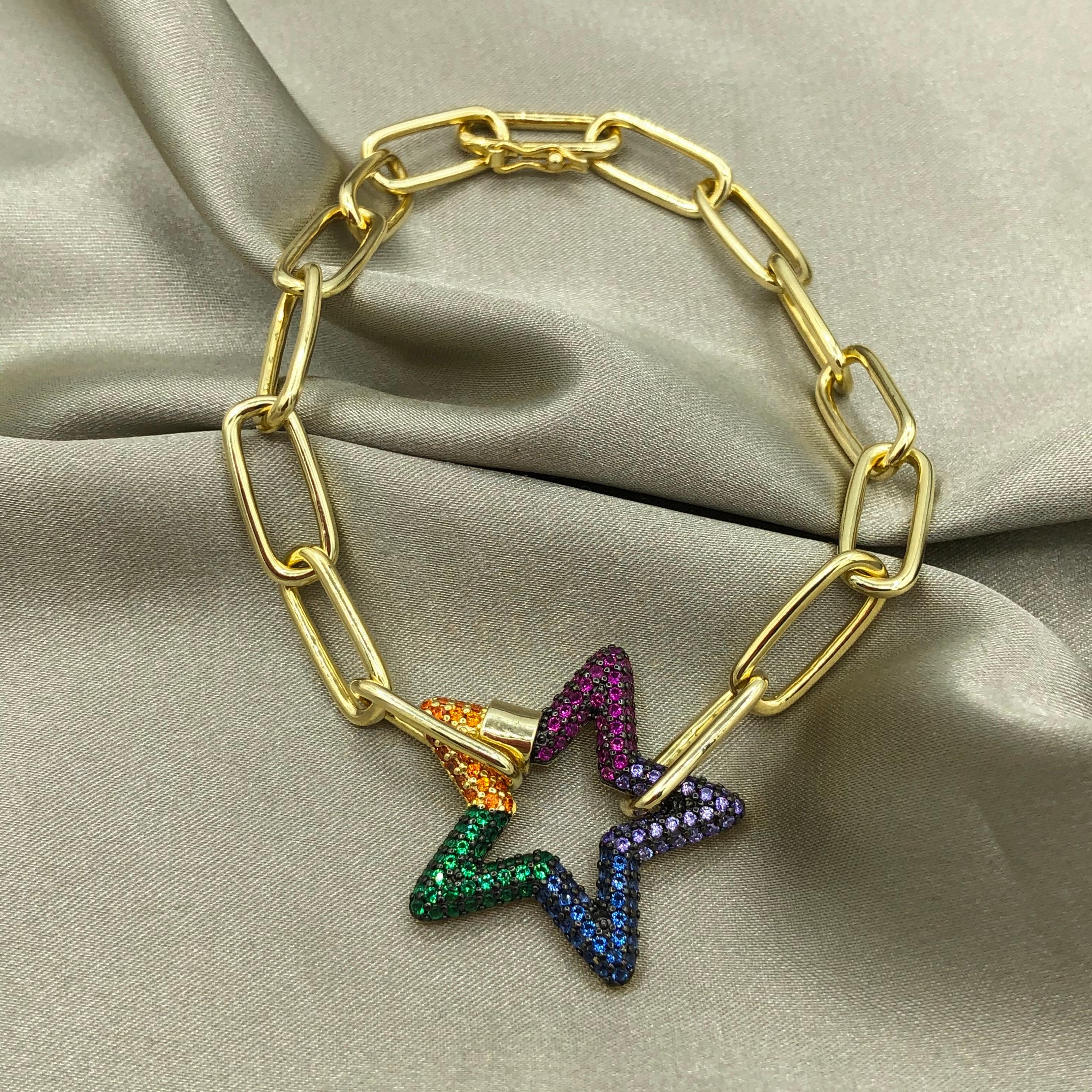 Colorful Star Chain Bracelet - Gold