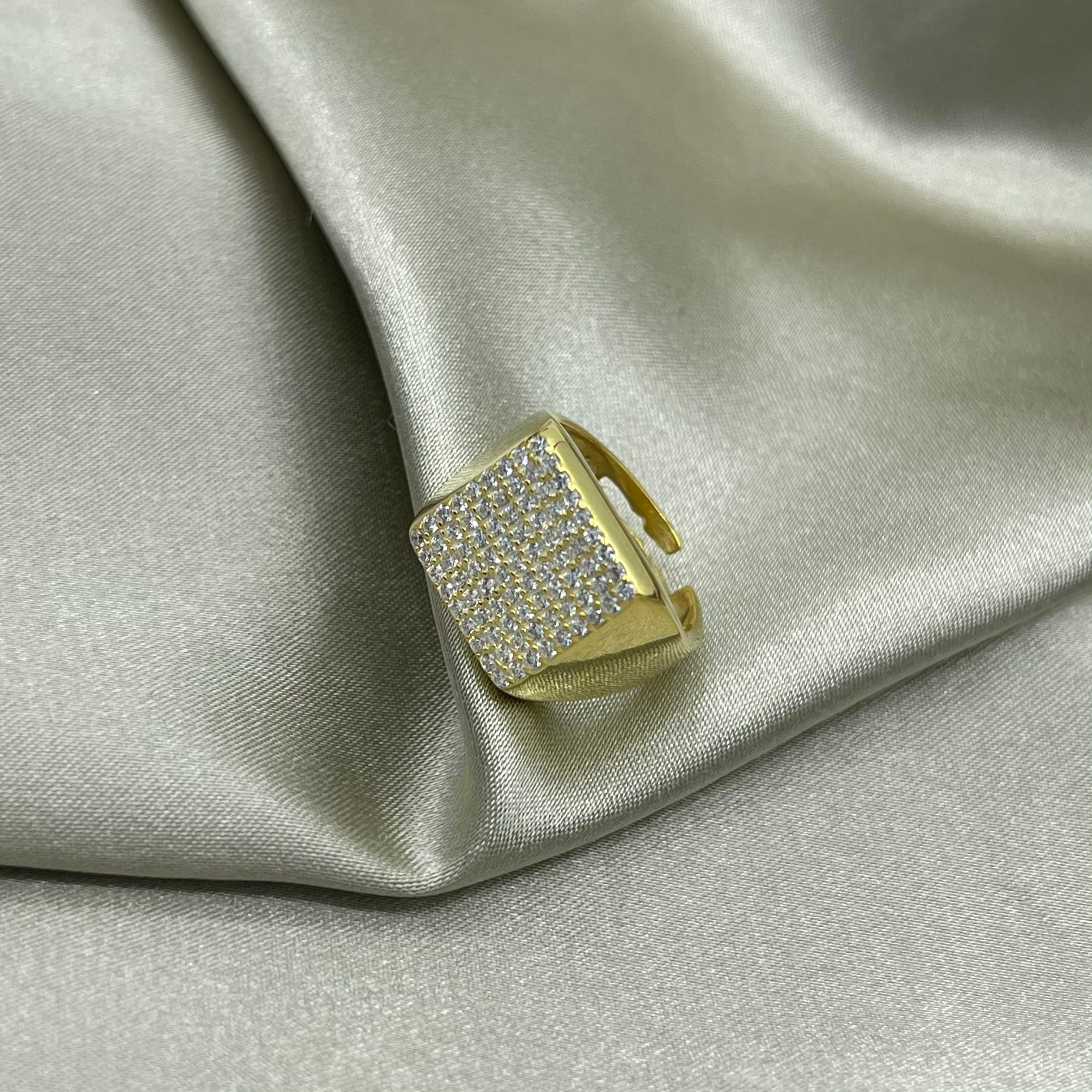 Stone Square Ring - Gold