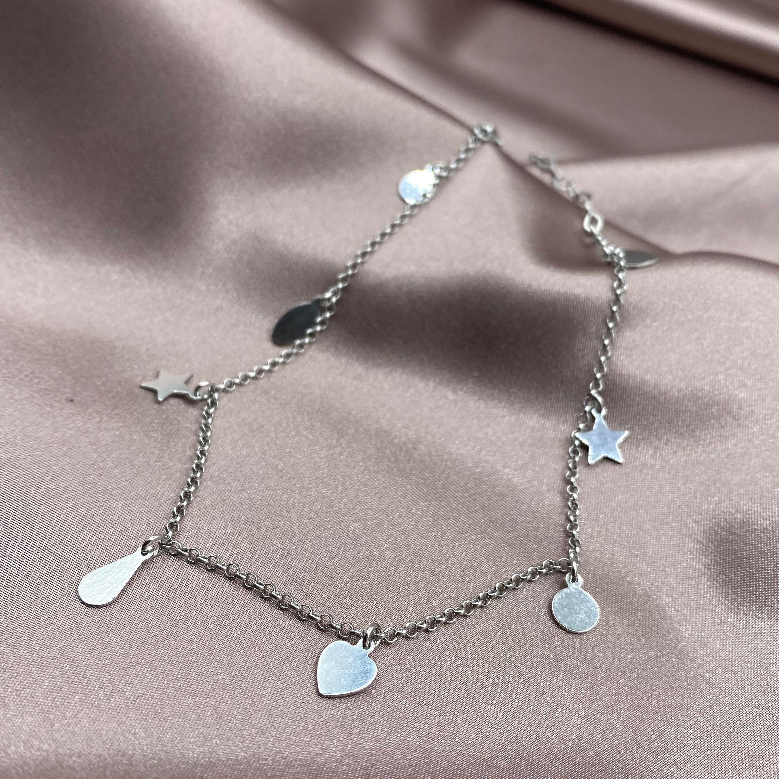 Flat Symbol Anklet - Rhodium