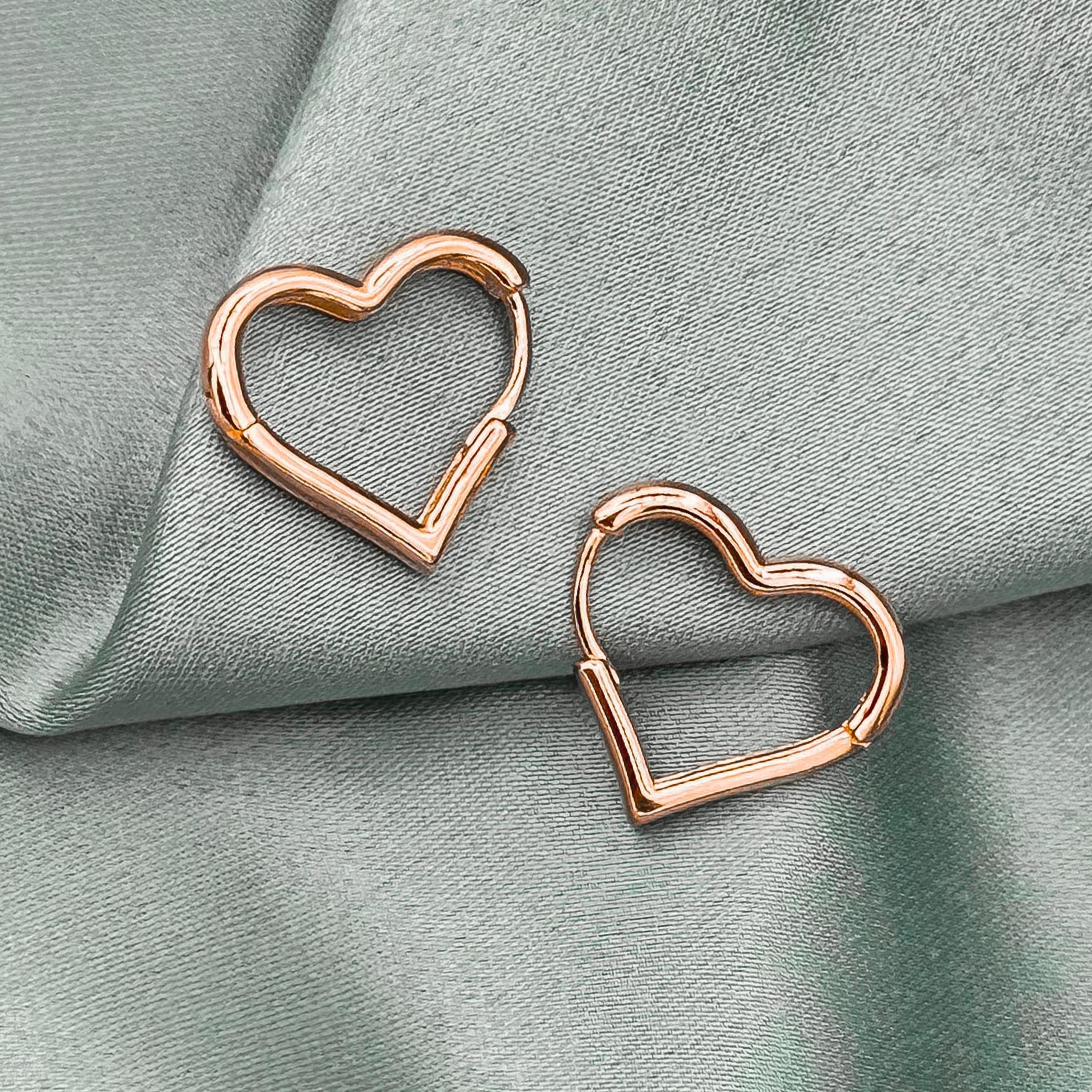 Heart Circle Earrings - Rose Gold