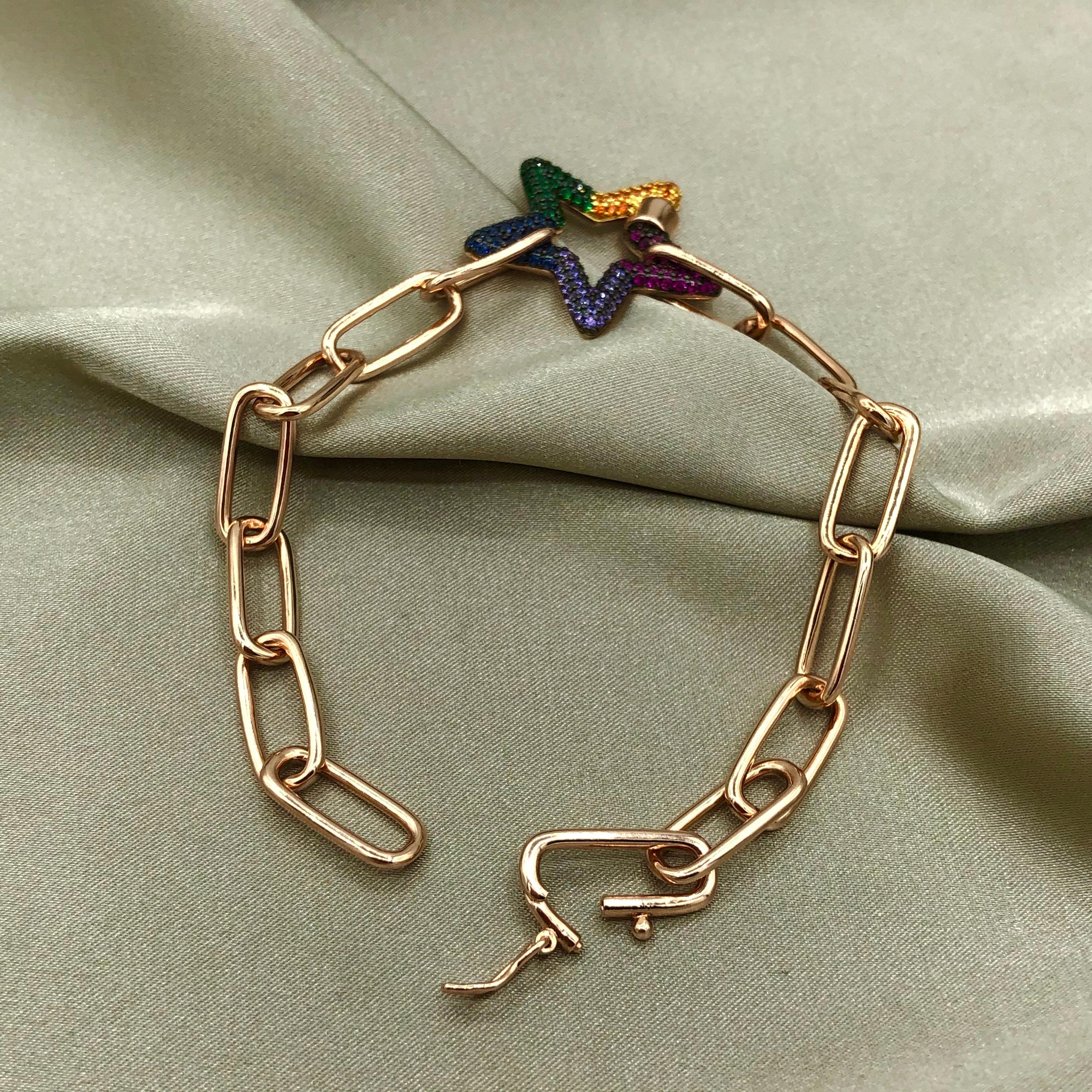 Colorful Star Chain Bracelet - Rose Gold