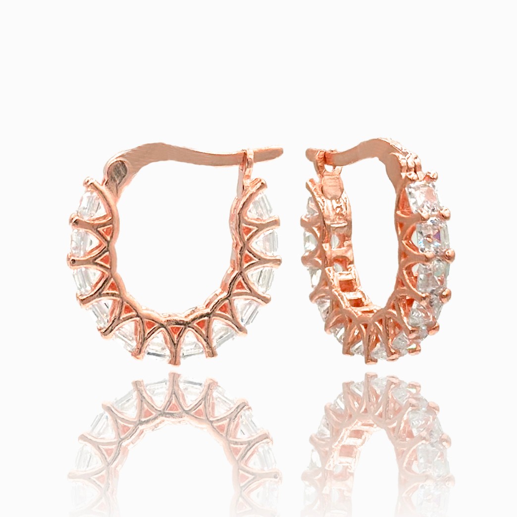 Princess Cut Hoop Earrings - Rose Gold