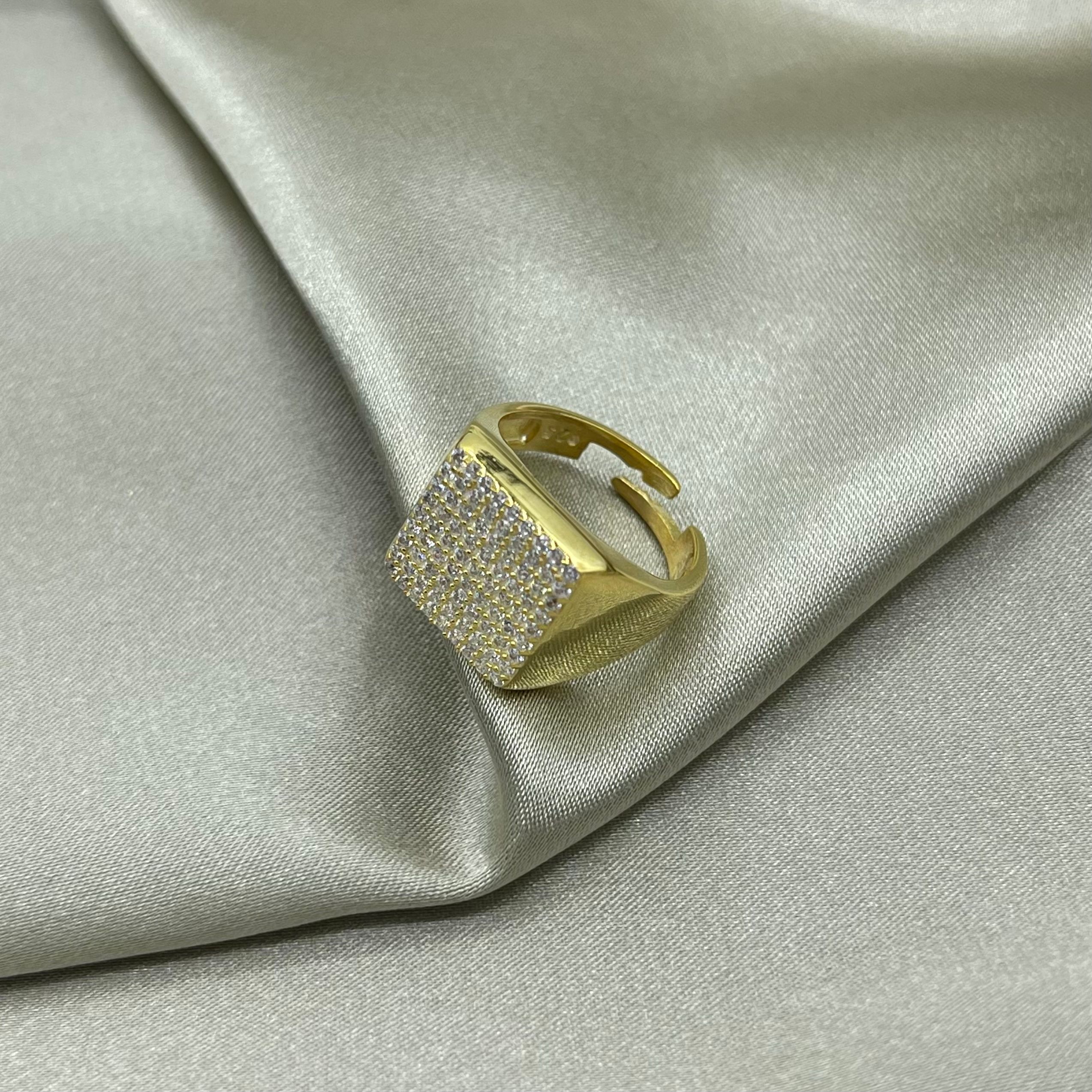 Stone Square Ring - Gold