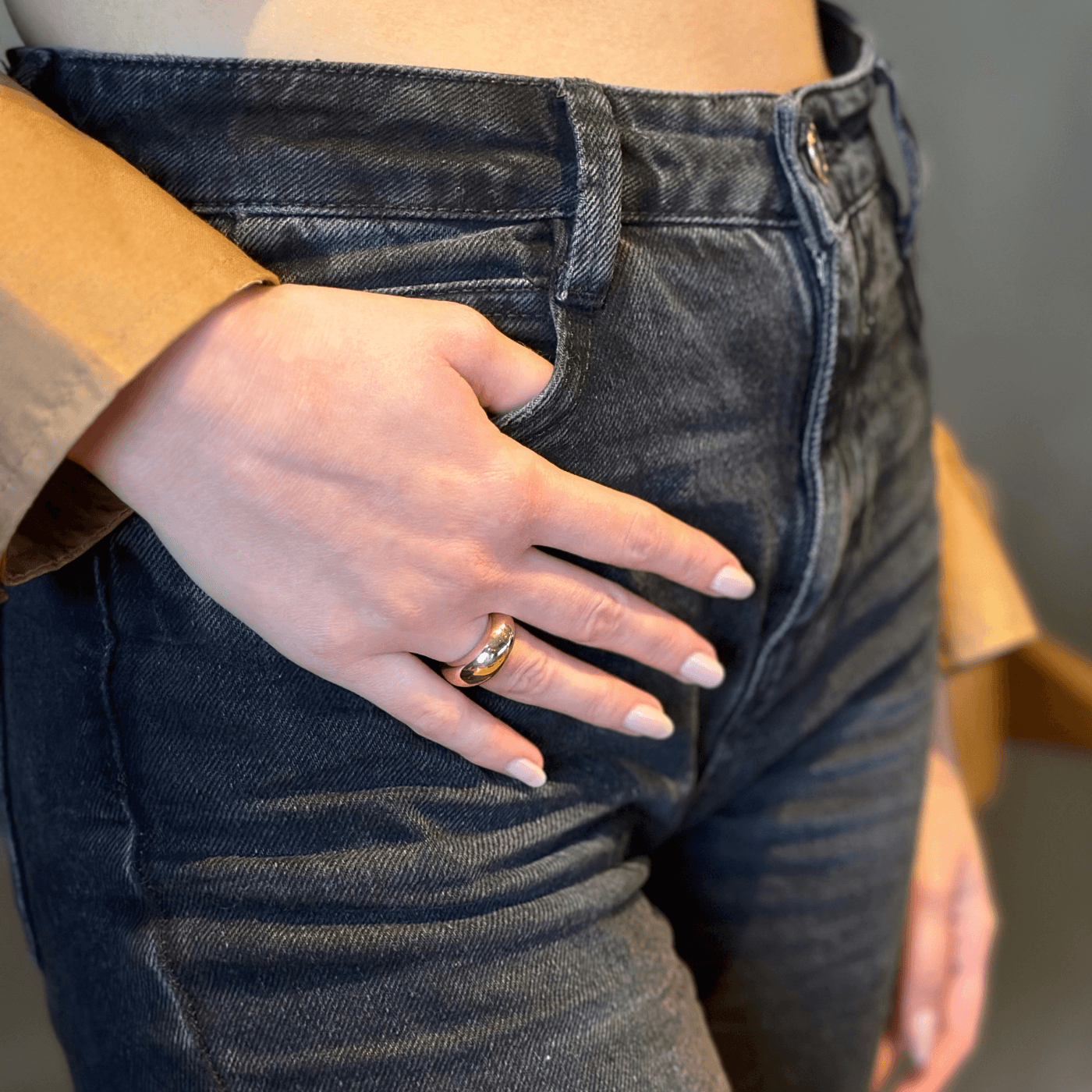 Big Flat Cut Adjustable Ring - Rose Gold