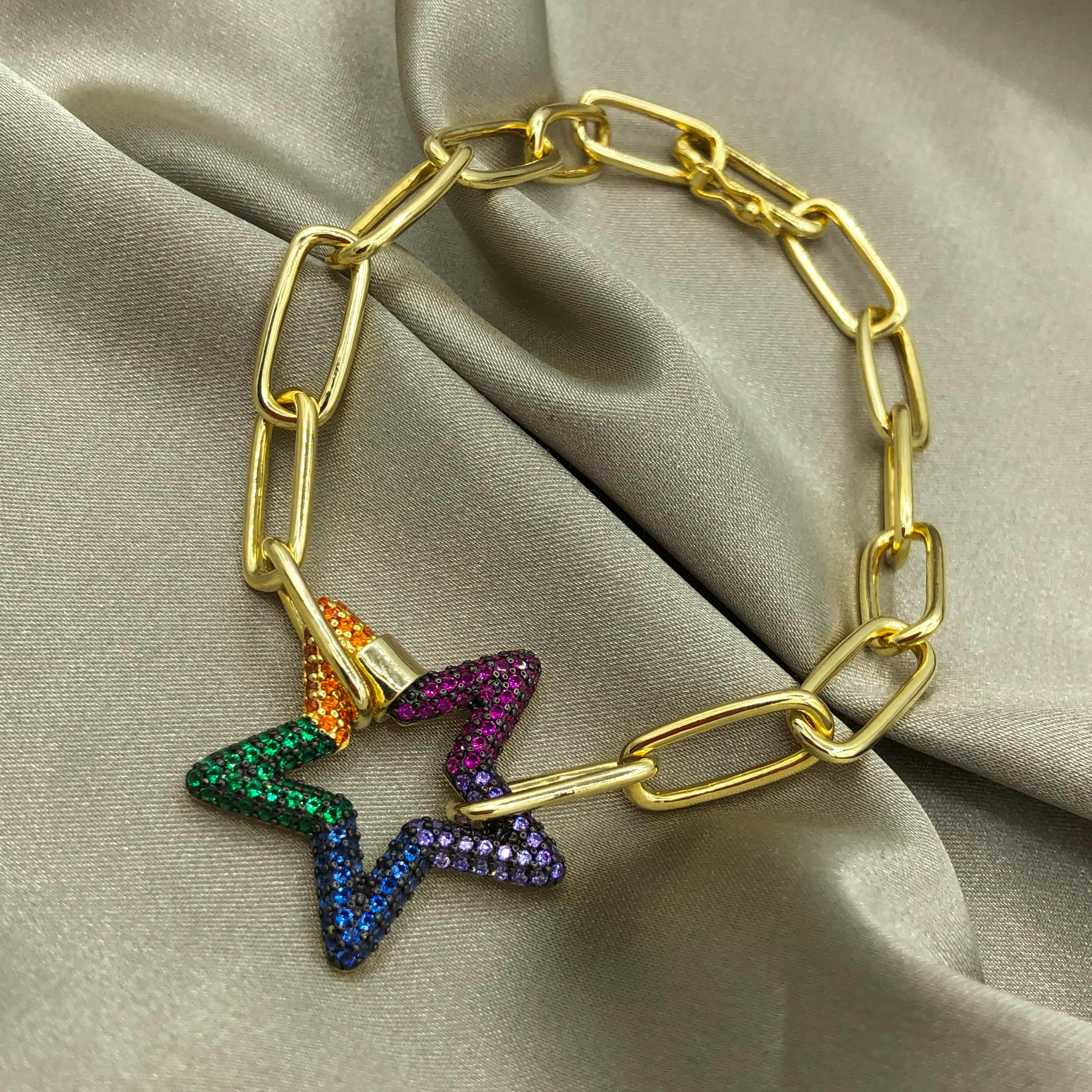 Colorful Star Chain Bracelet - Gold