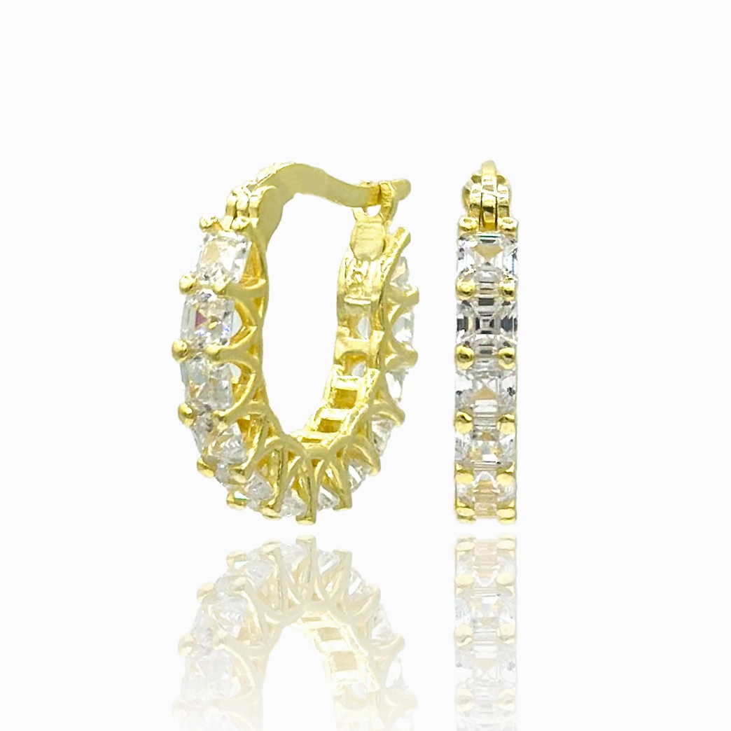 Princess Cut Hoop Earrings - Gold