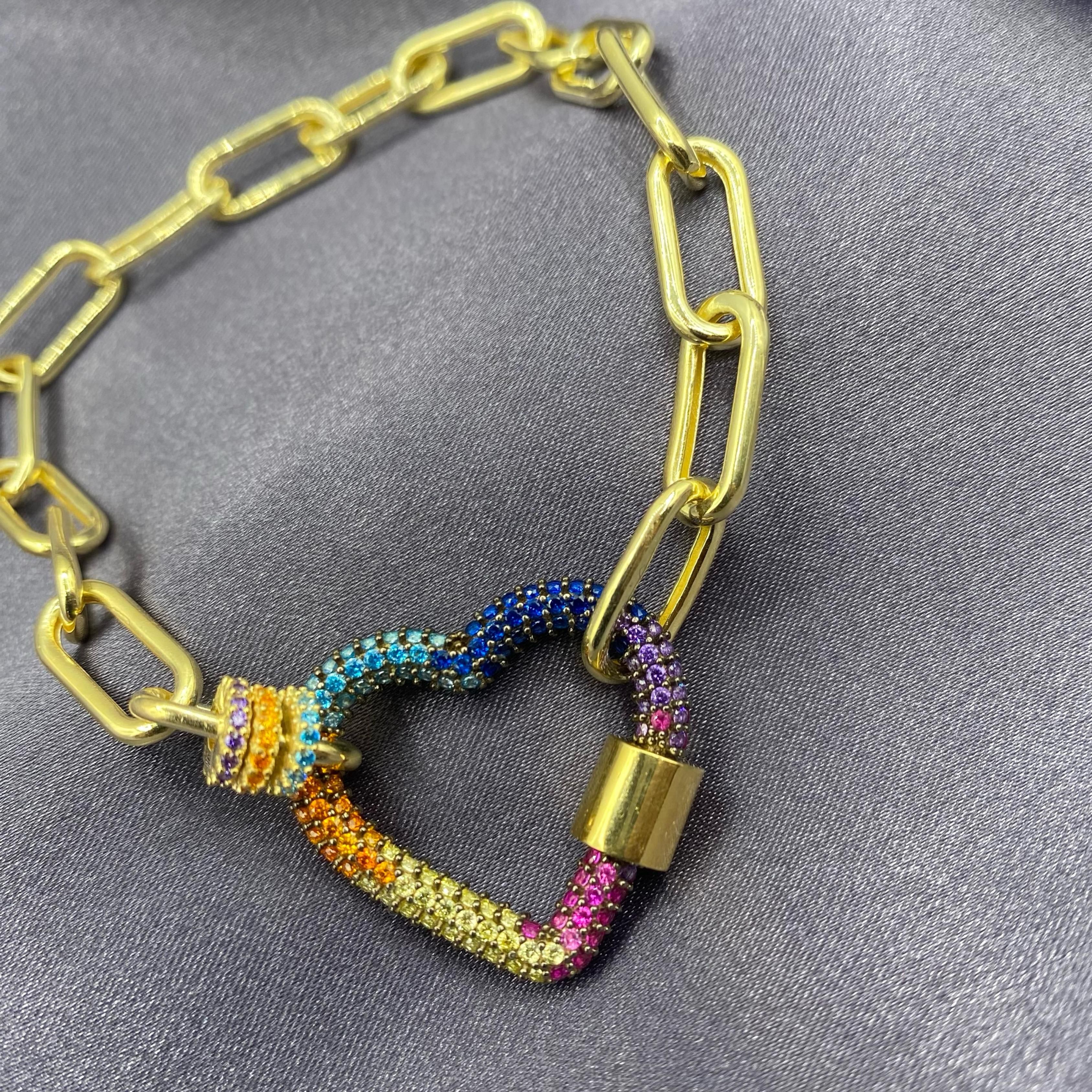 Colorful Heart Chain Bracelet - Gold