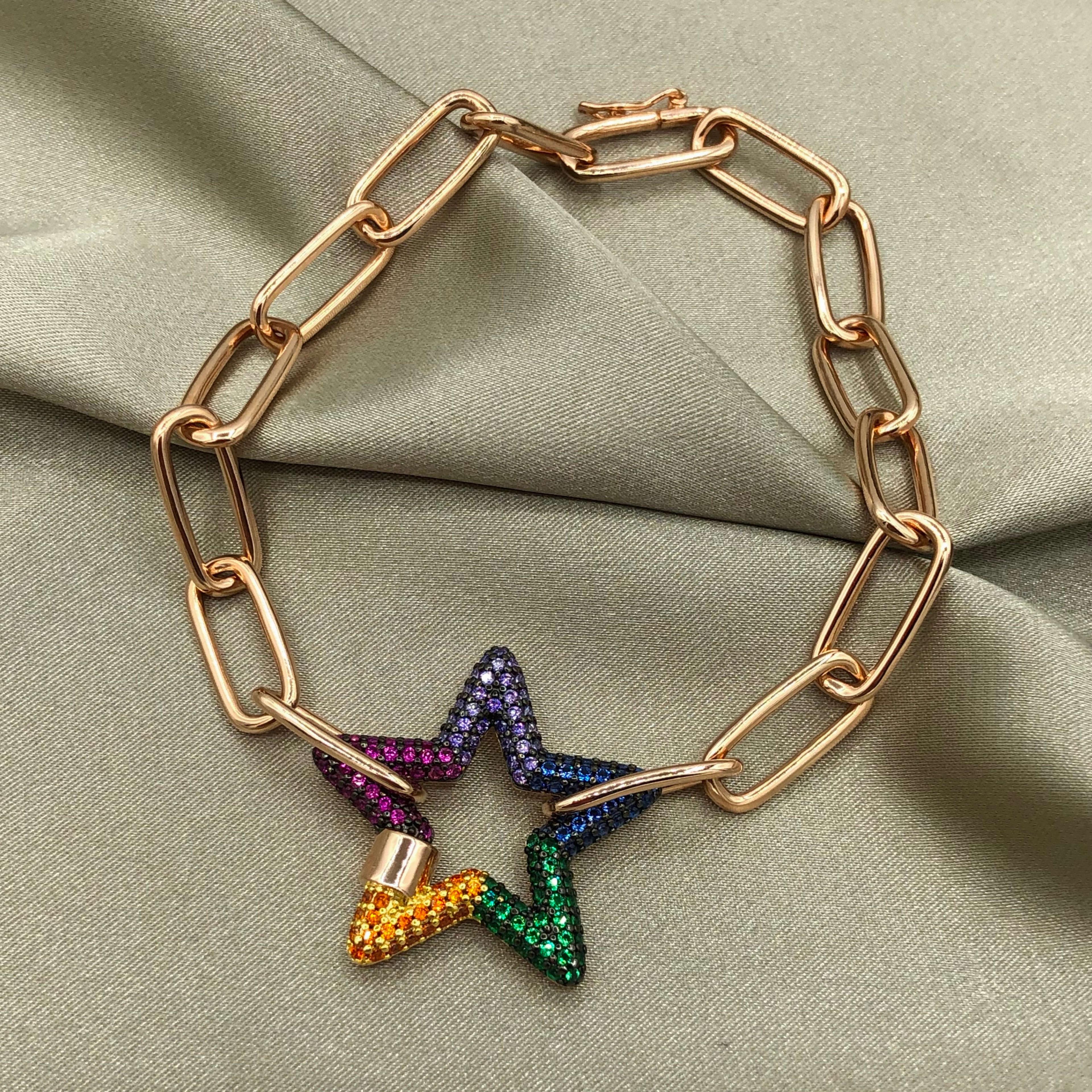 Colorful Star Chain Bracelet - Rose Gold