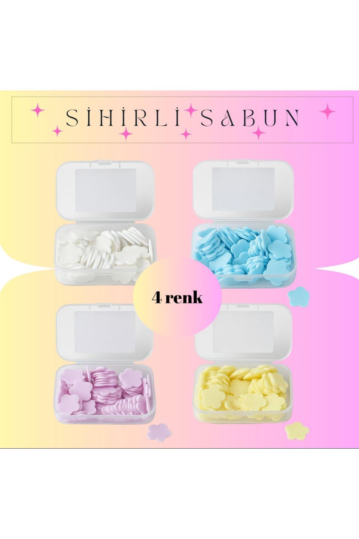 Sihirli Sabun 4 Lü 400 Yaprak Pembe - Beyaz - Sarı - Mavi