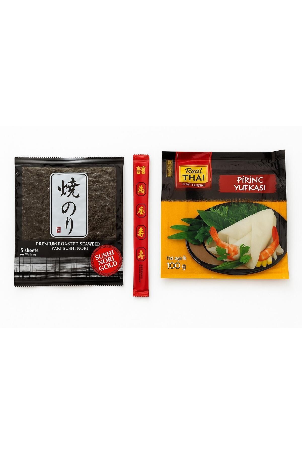 Sushi Seti - Pirinç Yufkası 100g + 5’li Nori Yosunu + Hediye Çubuk