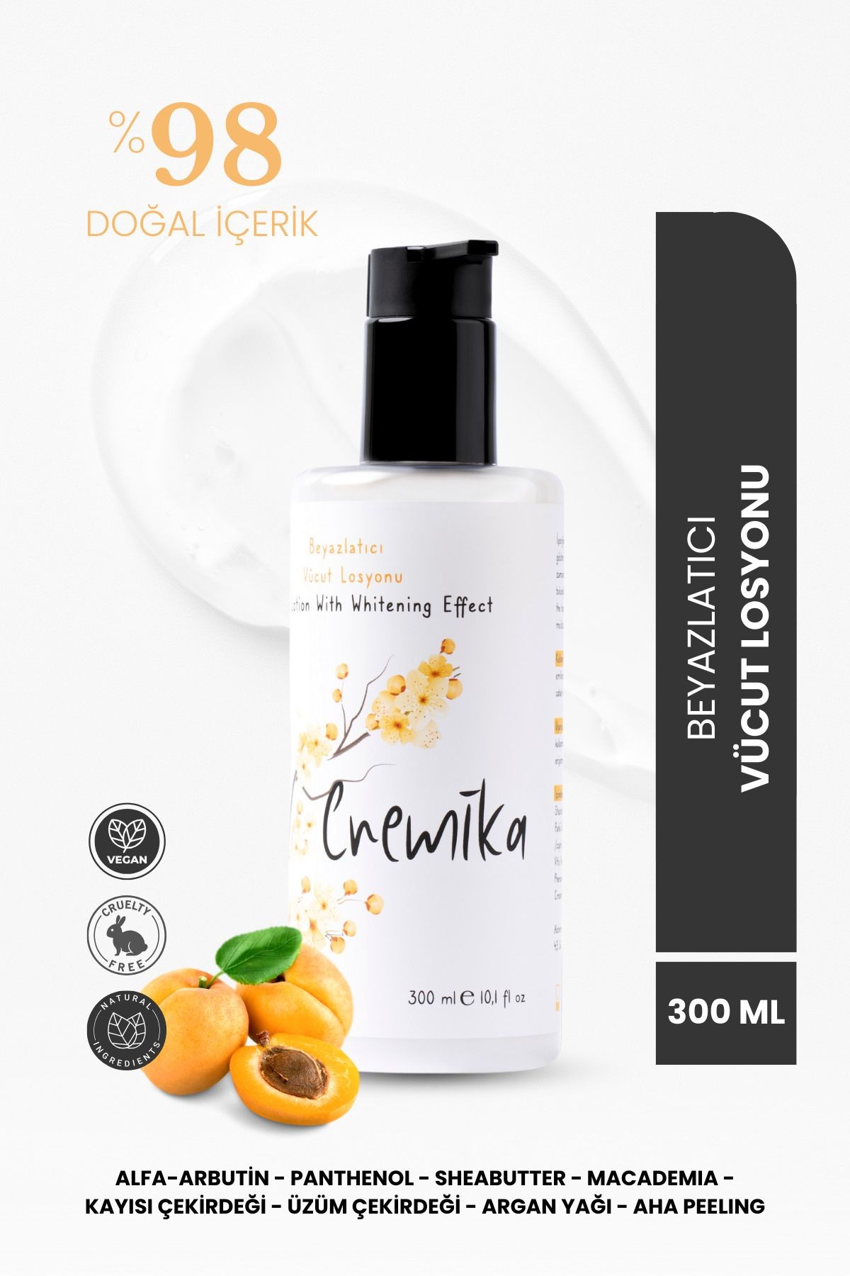 Beyazlatıcı Vücut Losyon Krem, Bearberry,arbutin%2, Sheabutter,panthenol,e Vitamini, Üzüm Çekirdeği