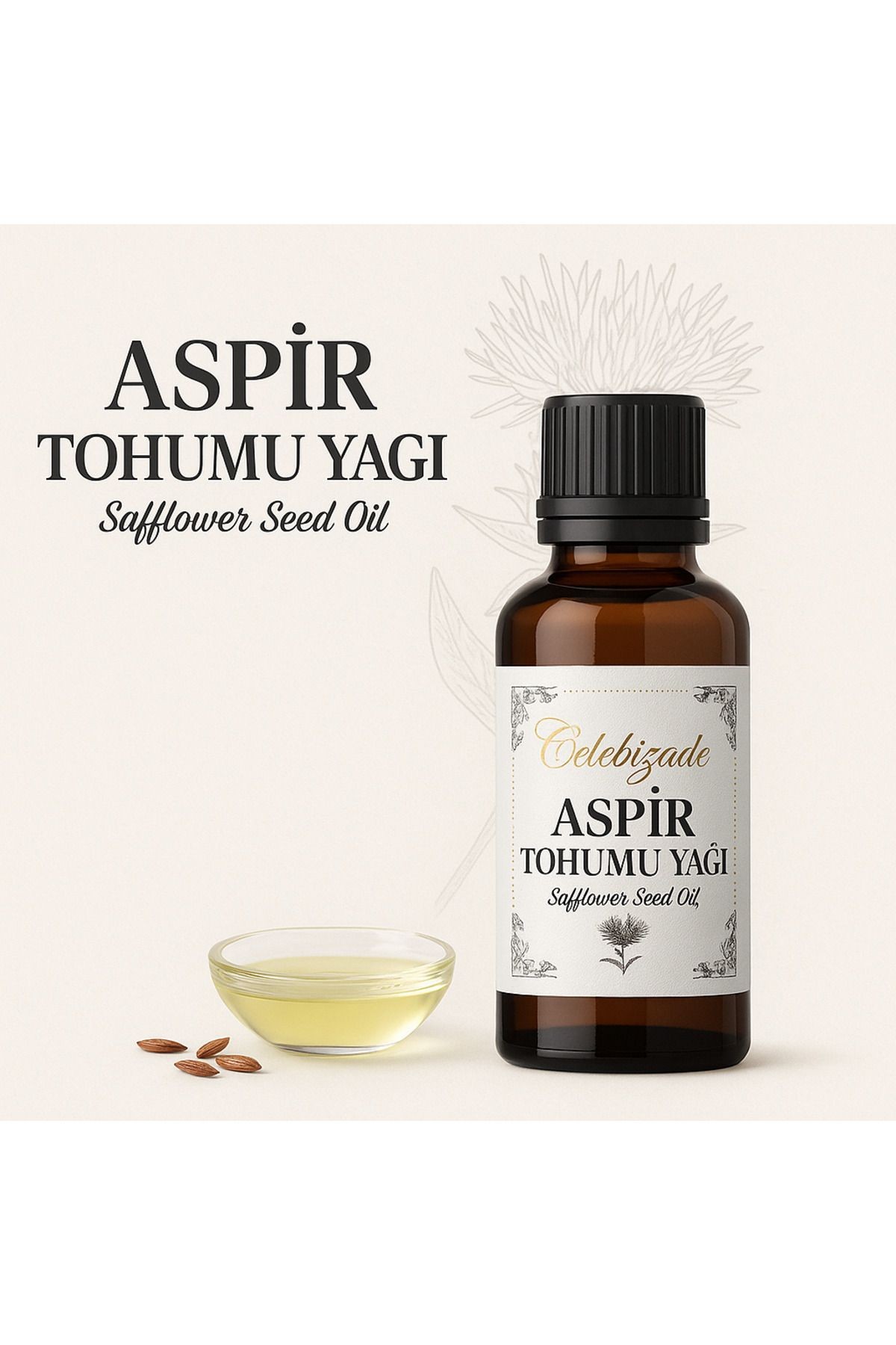 Çelebizade %100 Doğal Soğuk Sıkım Aspir Tohumu Yağı 20 ml – Bitkisel Yağ Desteği
