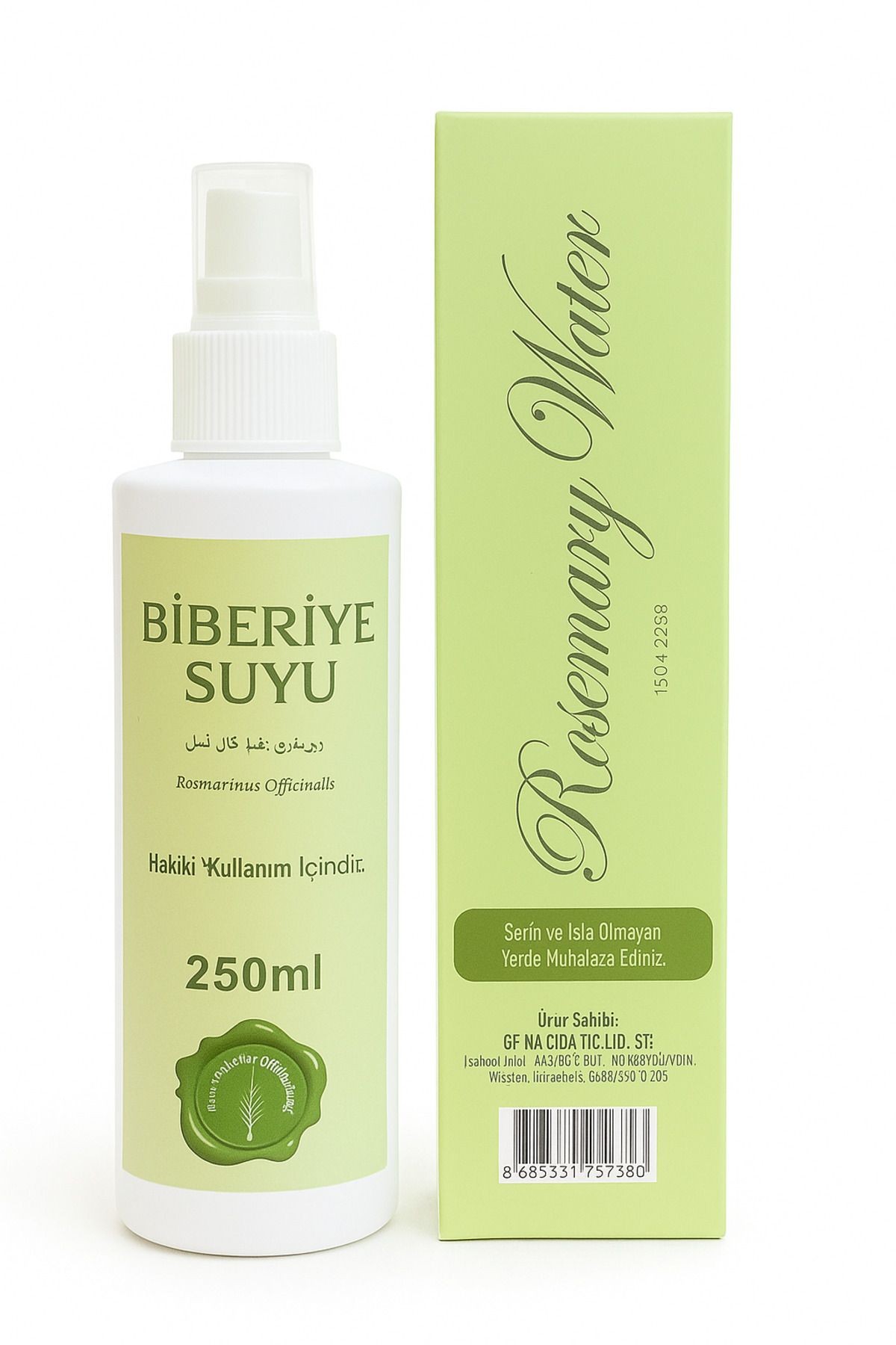 Biberiye Suyu Hidrosol Sprey – Saf Bitki Suyu 250 ML