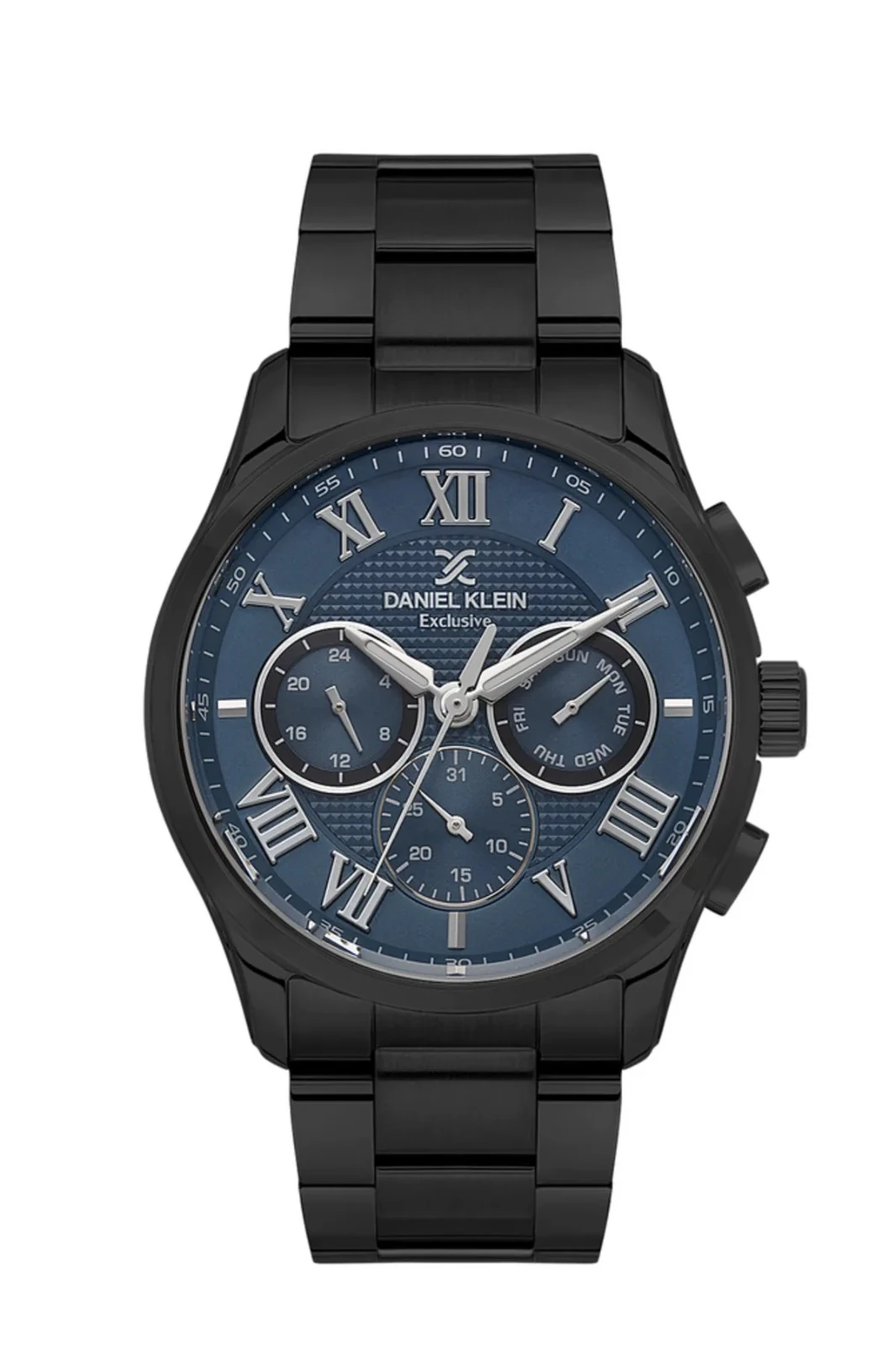 Daniel Klein DKE.1.10644-7 Exclusive Siyah Çelik Kordon 3 ATM Takvim Erkek Saat