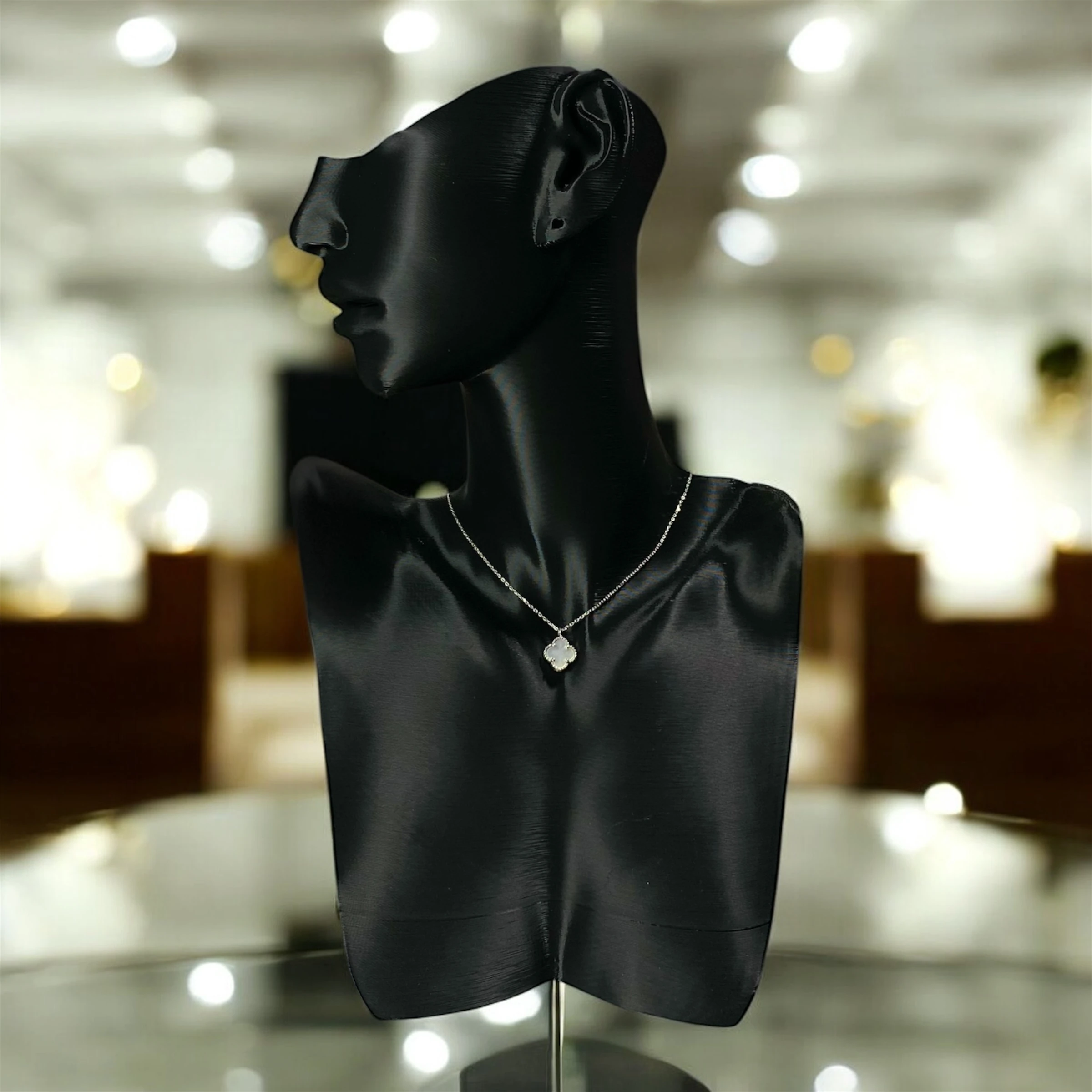 925 Ayar Gümüş Sedef Taşlı Şans Yoncası Van Cleef  Kolye Kadın Takı