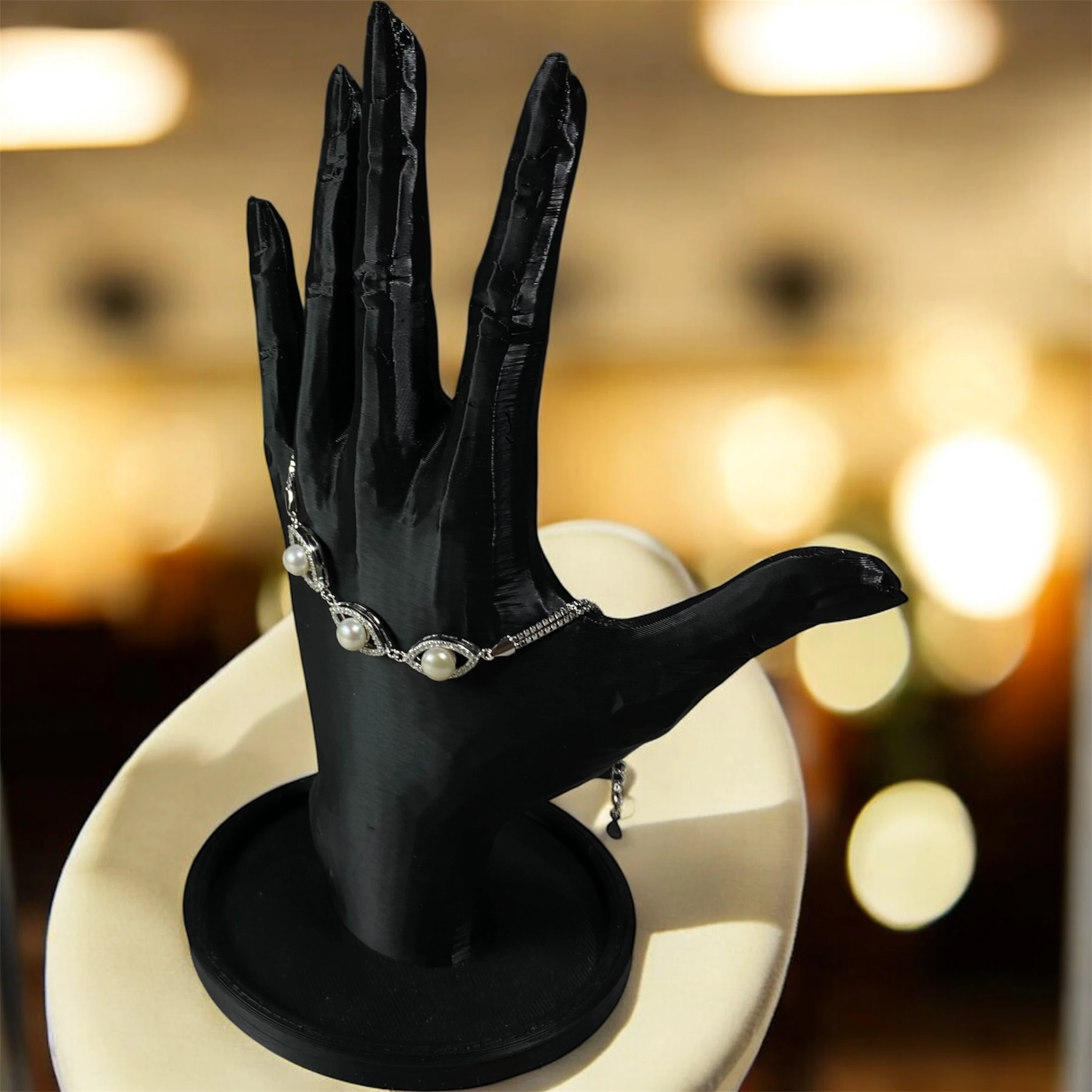 925 Ayar Gümüş İnci Zirkon Taş Detaylı Kadın Bileklik