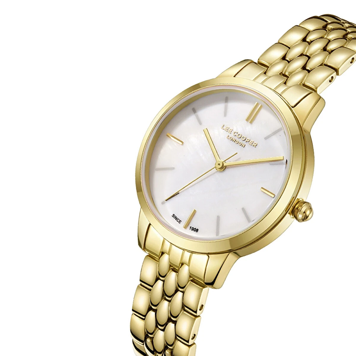 Lee Cooper LC07941.120 London Seri Metal Altın Renk Kordon 3 ATM Mineral Cam Kadın Kol Saat