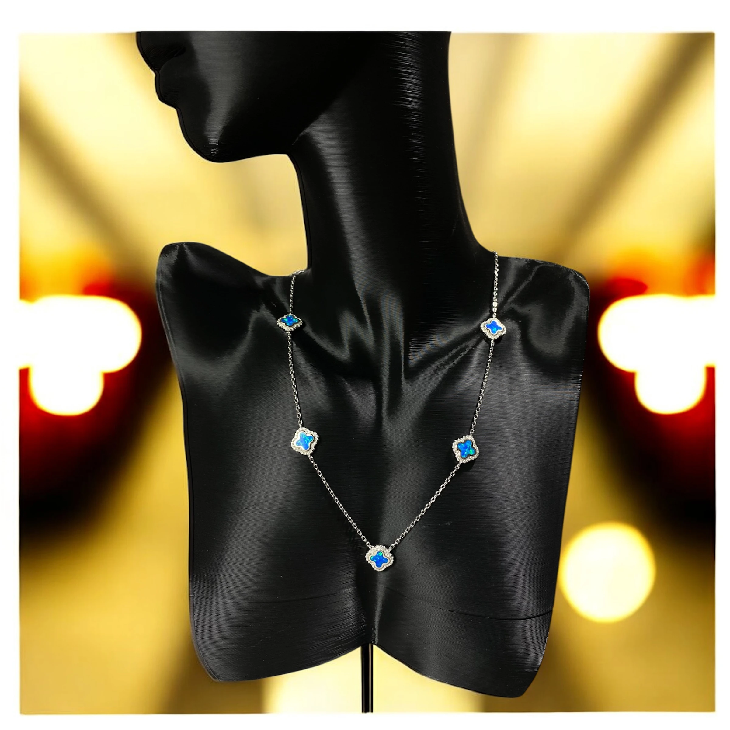 925 Ayar Gümüş Turkuaz Taşlı Şans Yoncası Van Cleef  Kolye Kadın Takı