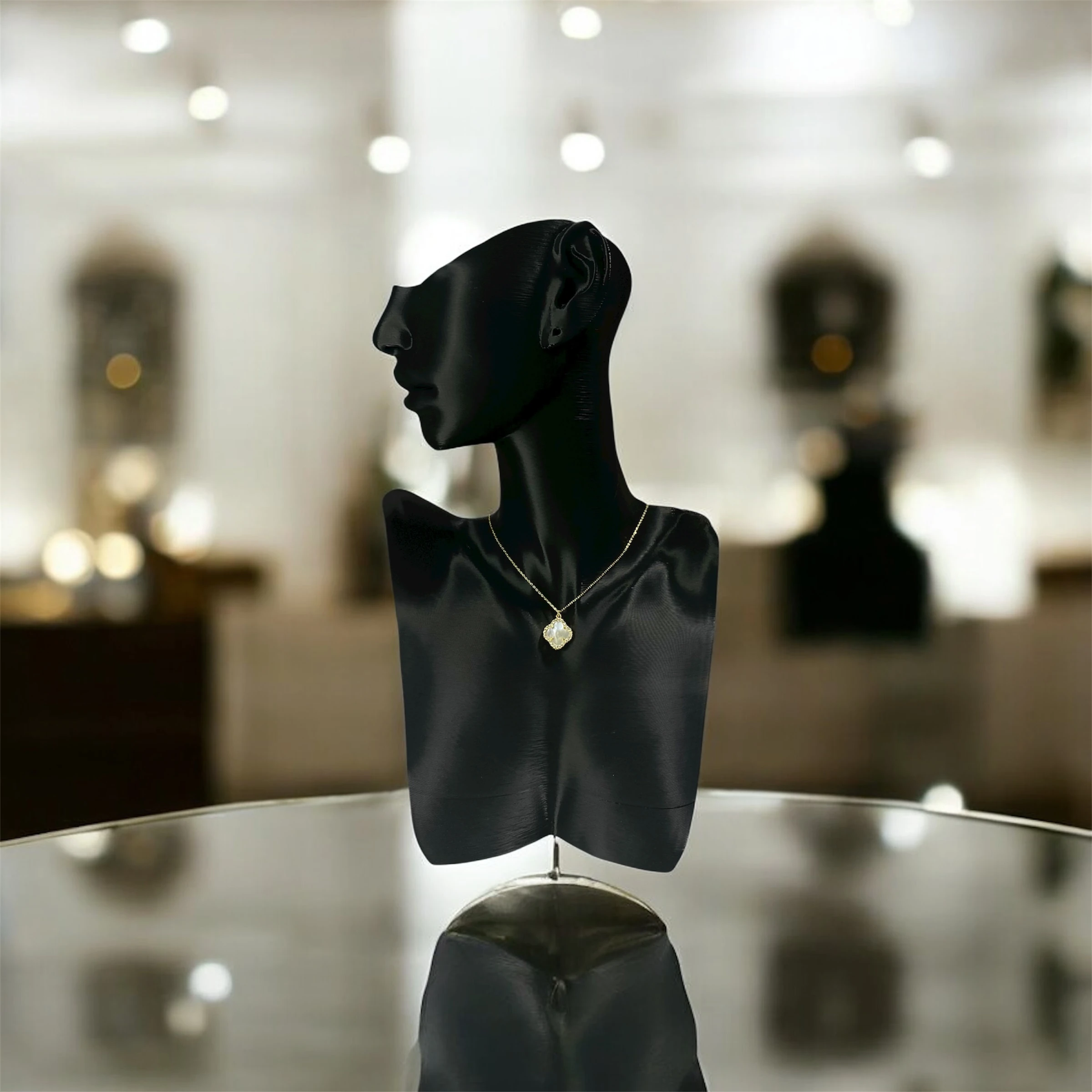 925 Ayar Gümüş Altın Kaplama Sedef Taşlı Şans Yoncası Van Cleef  Kolye Kadın Takı