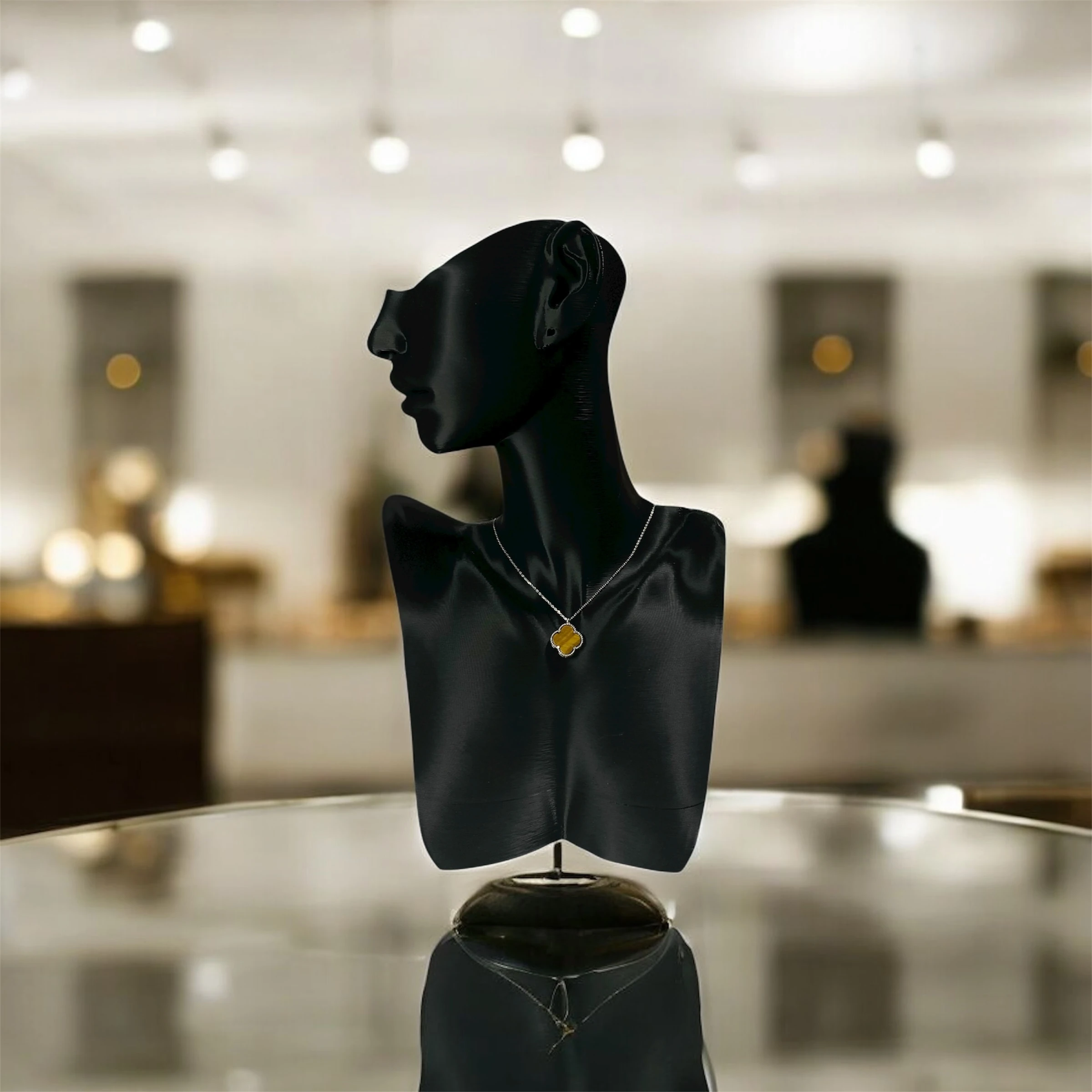 925 Ayar Gümüş Amber Glow Yonca Van Cleef Kadın Kolye