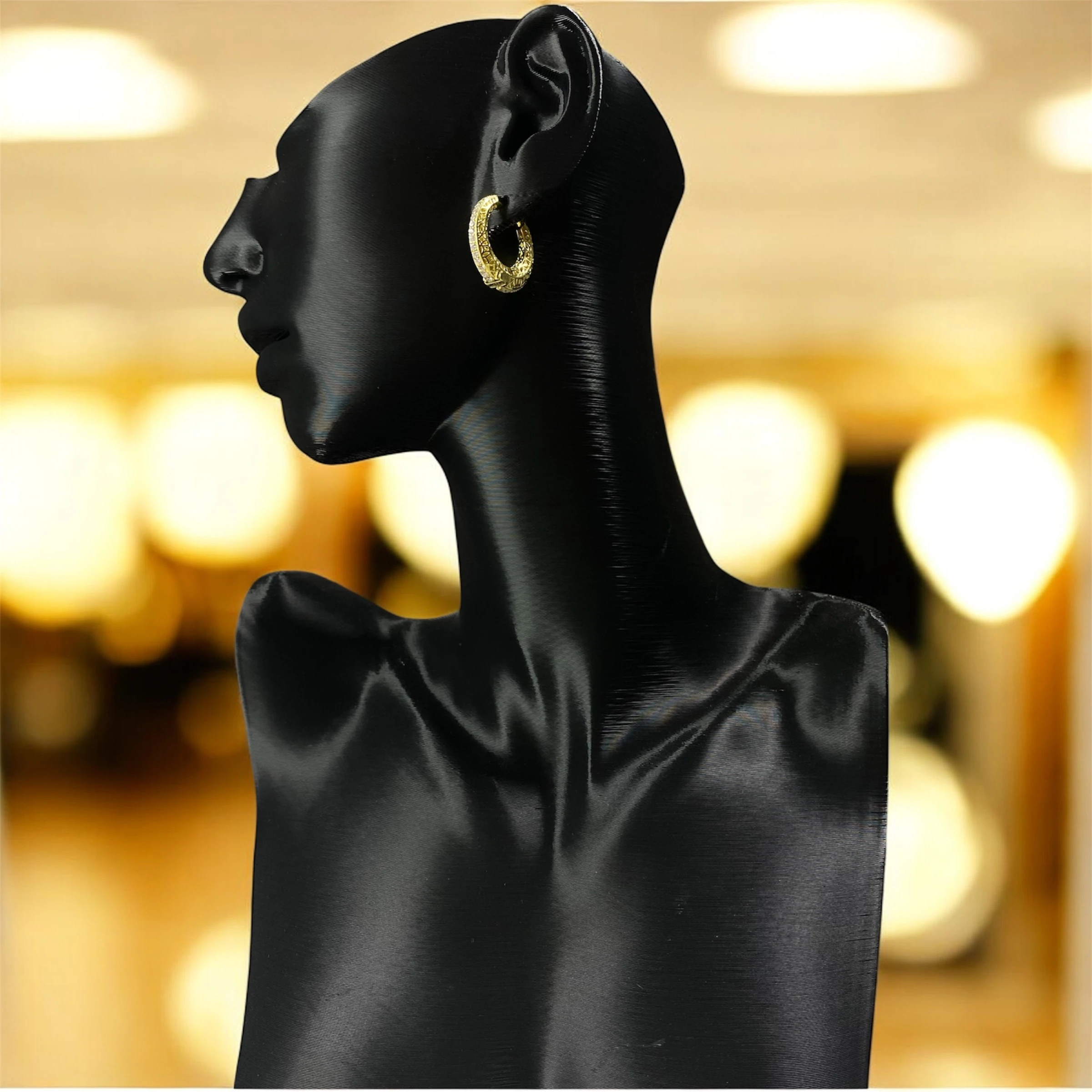 925 Ayar Gümüş Altın Kaplama Zirkon Taş Detaylı Halka Küpe