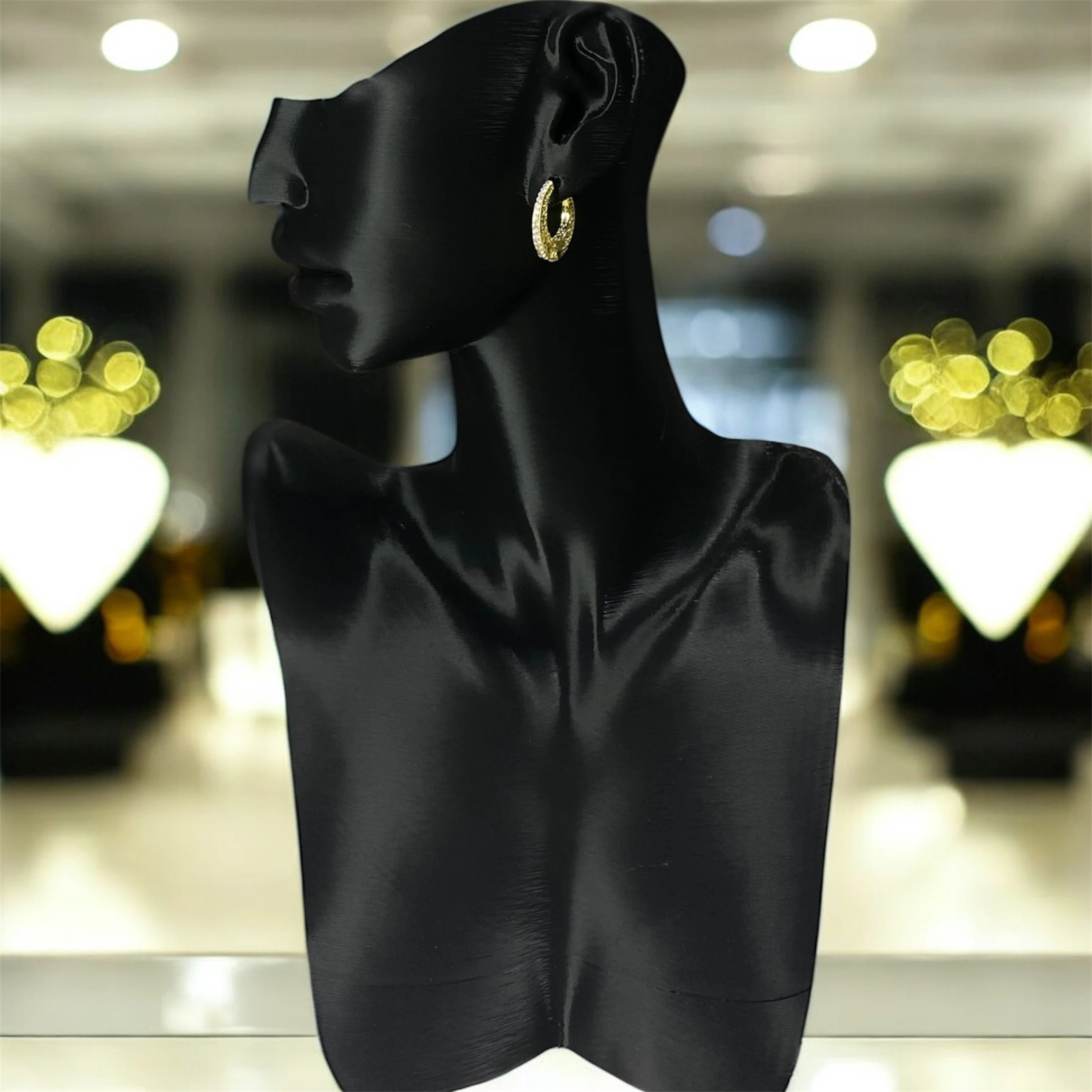 925 Ayar Gümüş Altın Kaplama Zirkon Taş Detaylı Halka Küpe