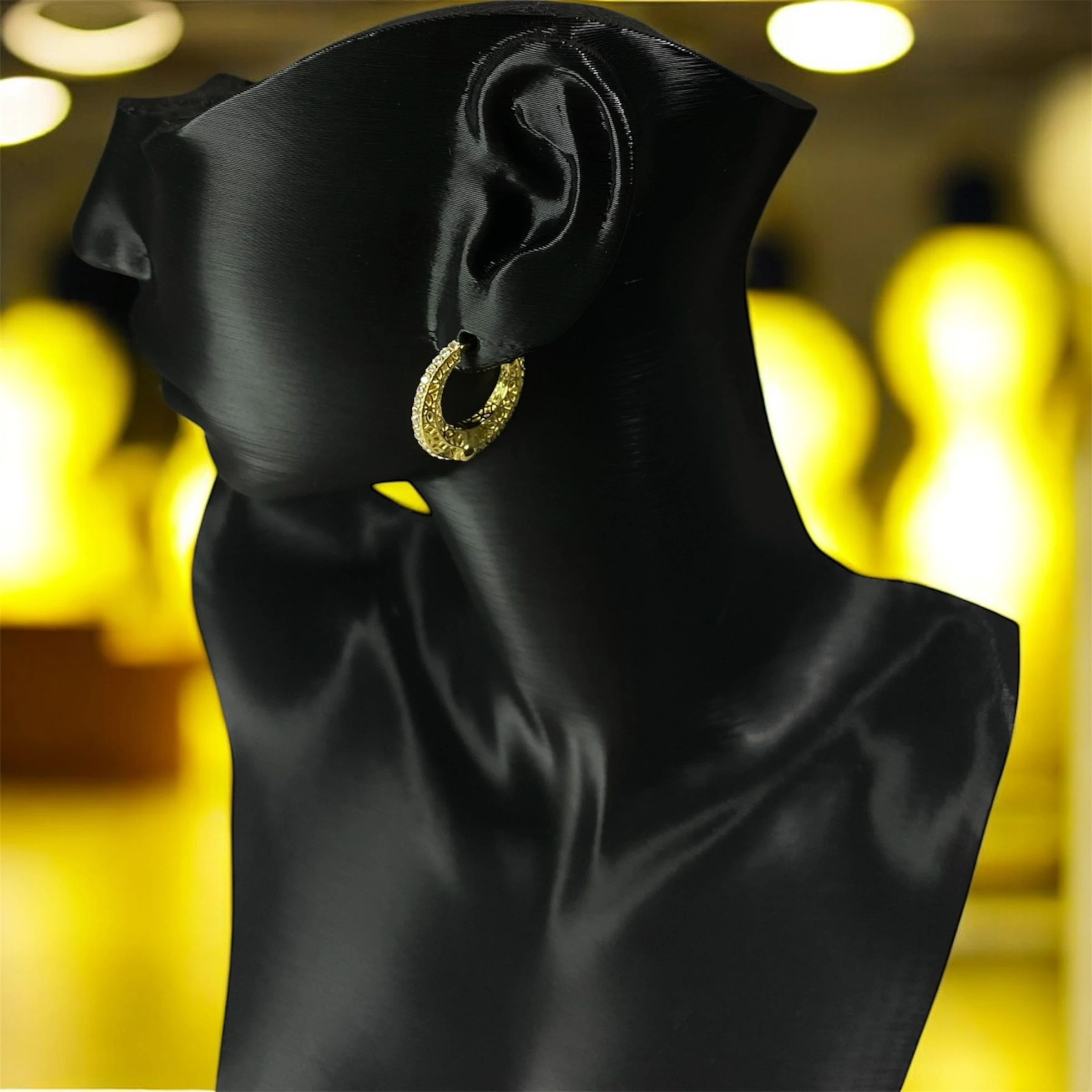 925 Ayar Gümüş Altın Kaplama Zirkon Taş Detaylı Halka Küpe