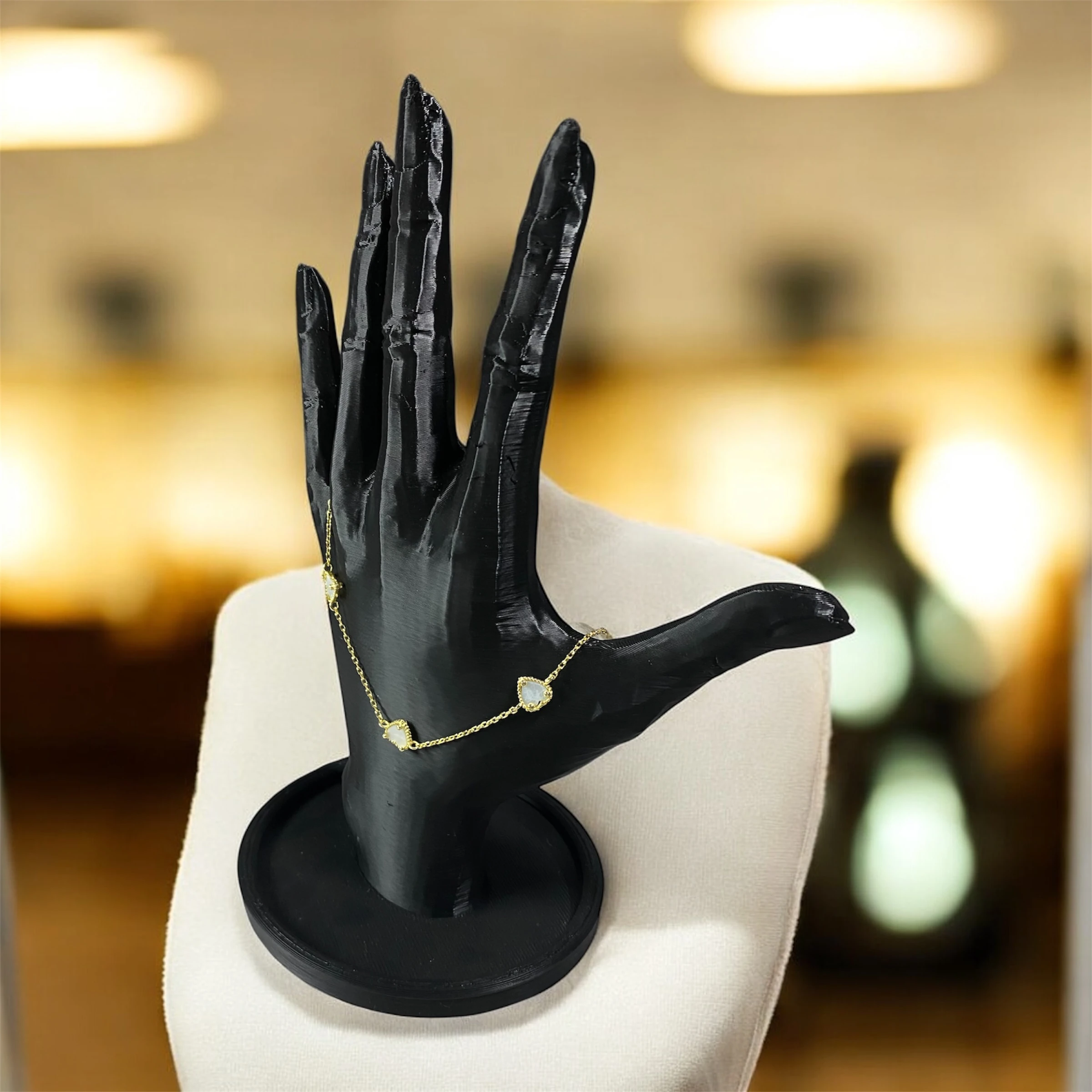 925 Ayar Gümüş Altın Kaplama Sedef Taşlı Kalp Şeklinde Van Cleef Bileklik