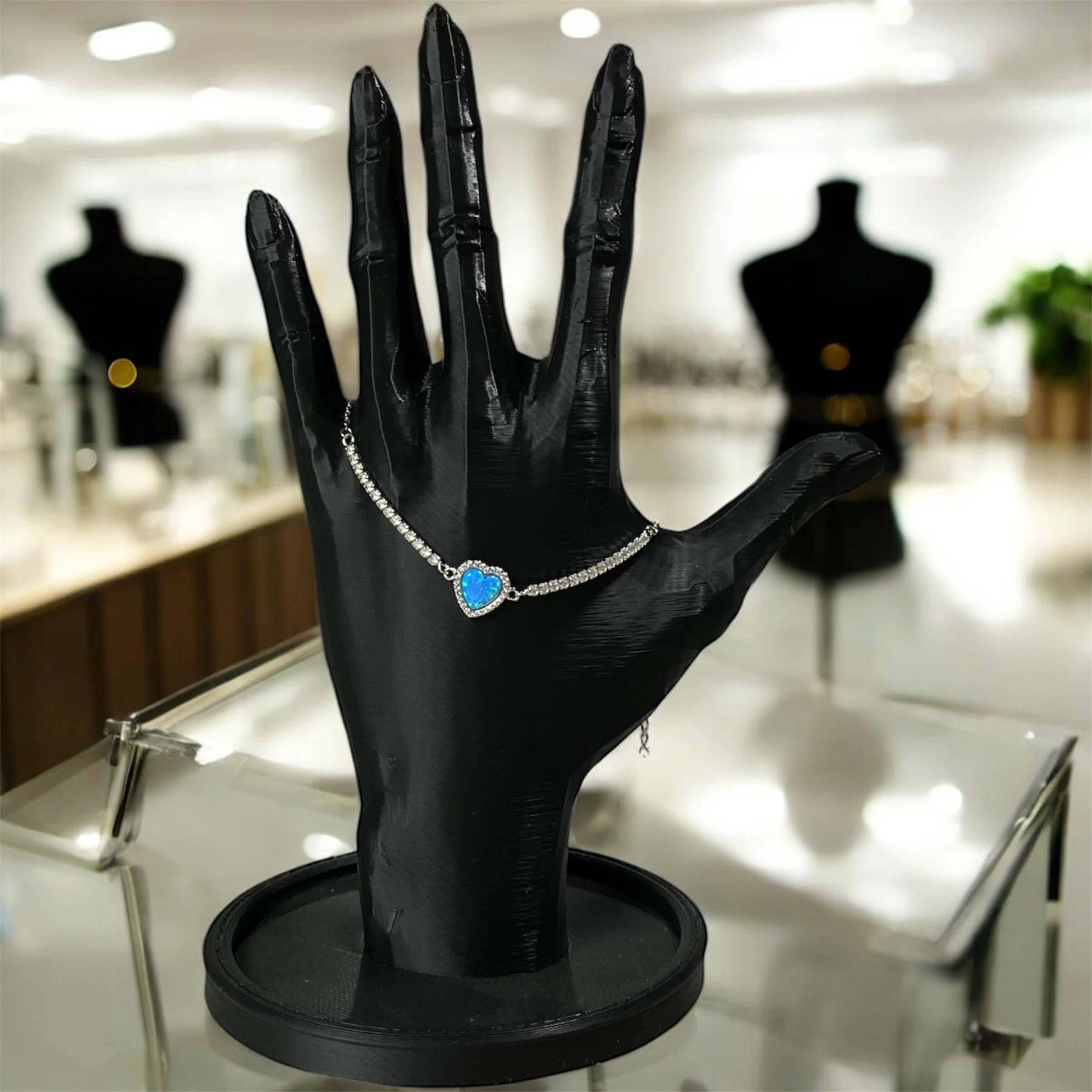 925 Ayar Gümüş Turkuaz Kalp Zirkon Taşlı Bileklik