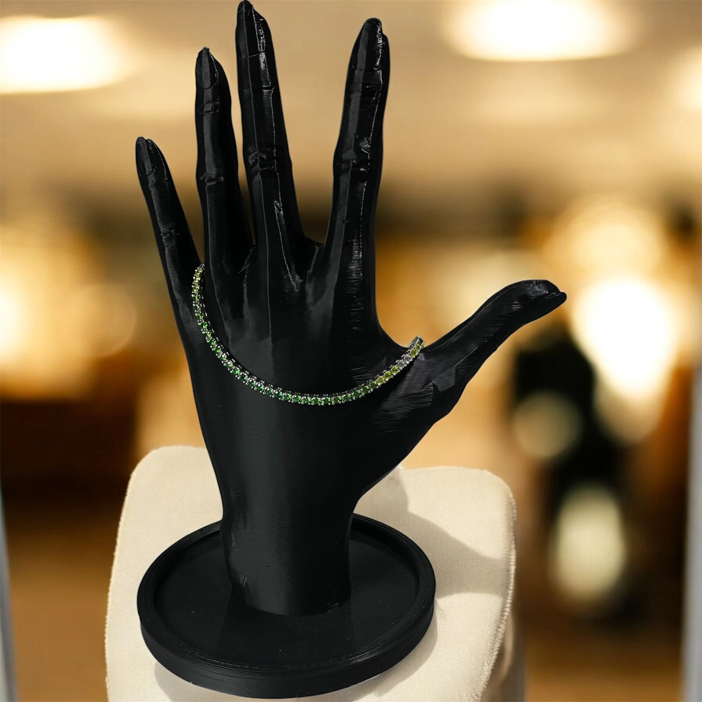 925 Ayar Gümüş Zümrüt ve Zirkon Taşlarla Süslü Su Yolu Bileklik