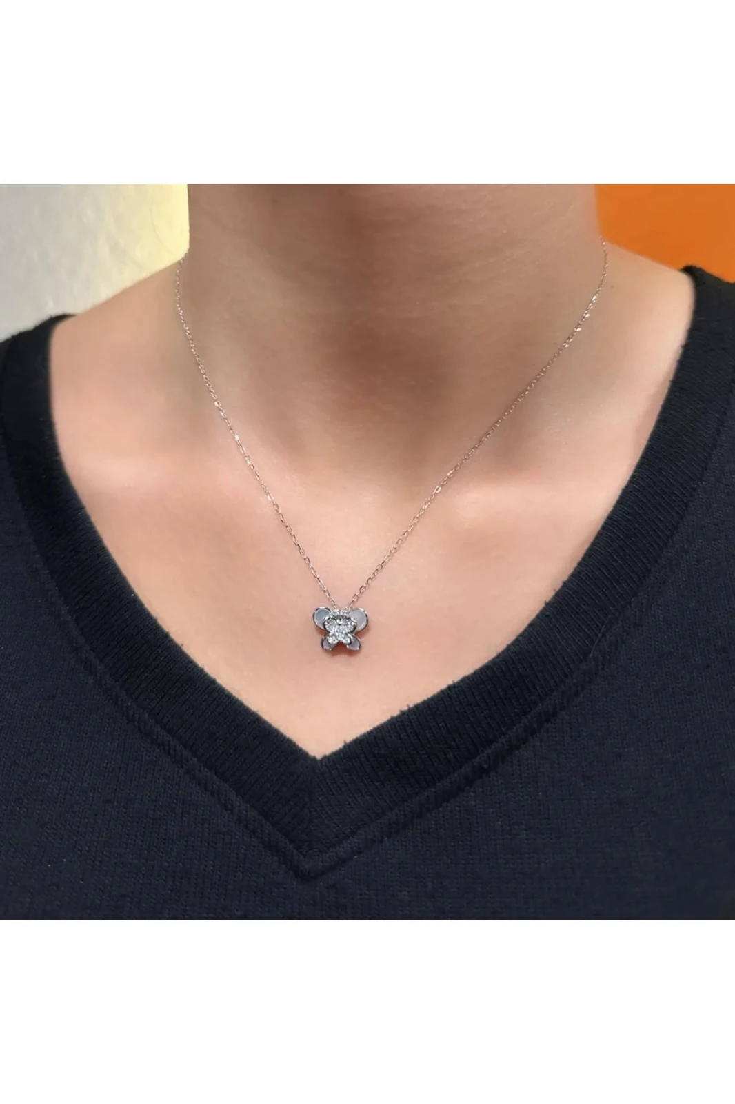 925 Ayar Gümüş Rodyum Kaplama Kelebek Kolye