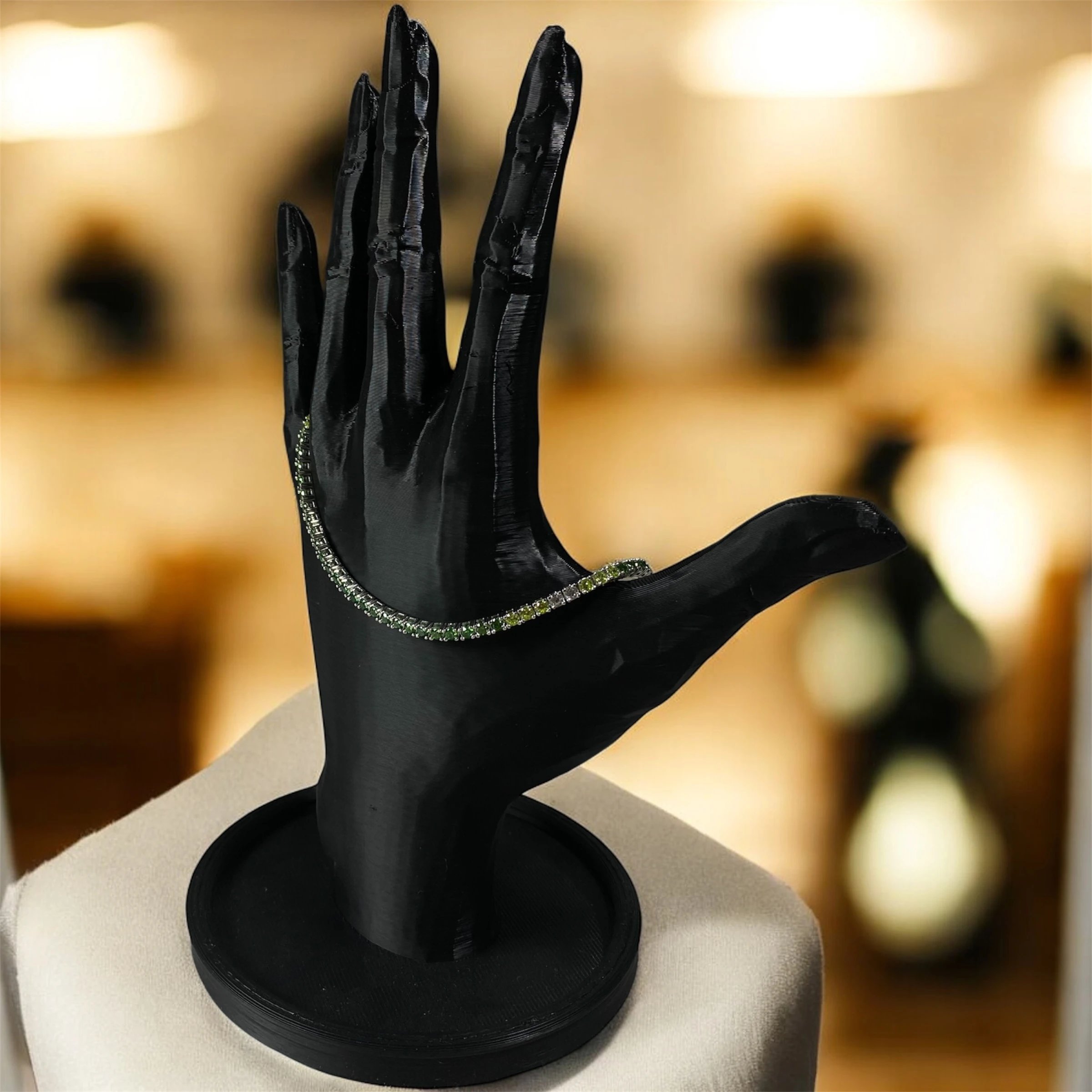 925 Ayar Gümüş Zümrüt ve Zirkon Taşlarla Süslü Su Yolu Bileklik