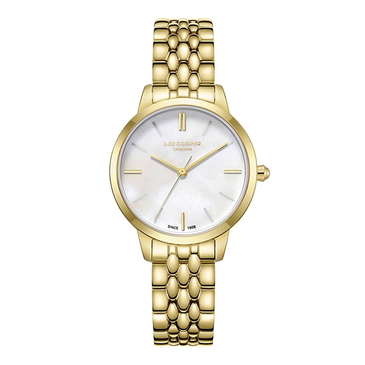 Lee Cooper LC07941.120 London Seri Metal Altın Renk Kordon 3 ATM Mineral Cam Kadın Kol Saat