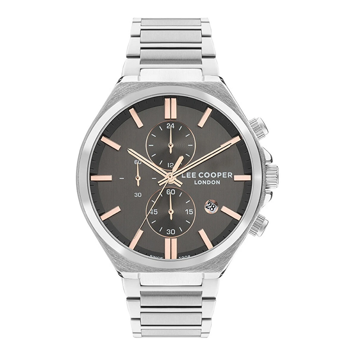 Lee Cooper LC07835.360  Metal Gümüş Renk Kordon 3 ATM Mineral Cam Erkek Kol Saat