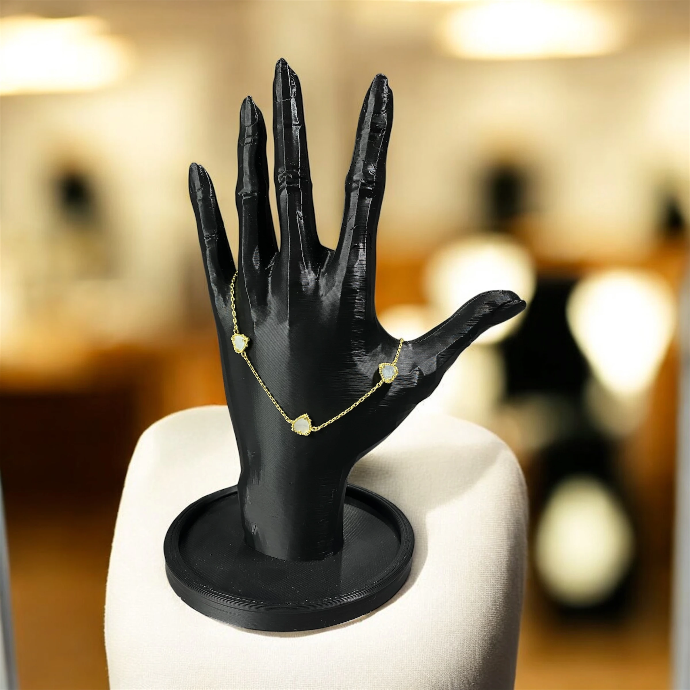 925 Ayar Gümüş Altın Kaplama Sedef Taşlı Kalp Şeklinde Van Cleef Bileklik