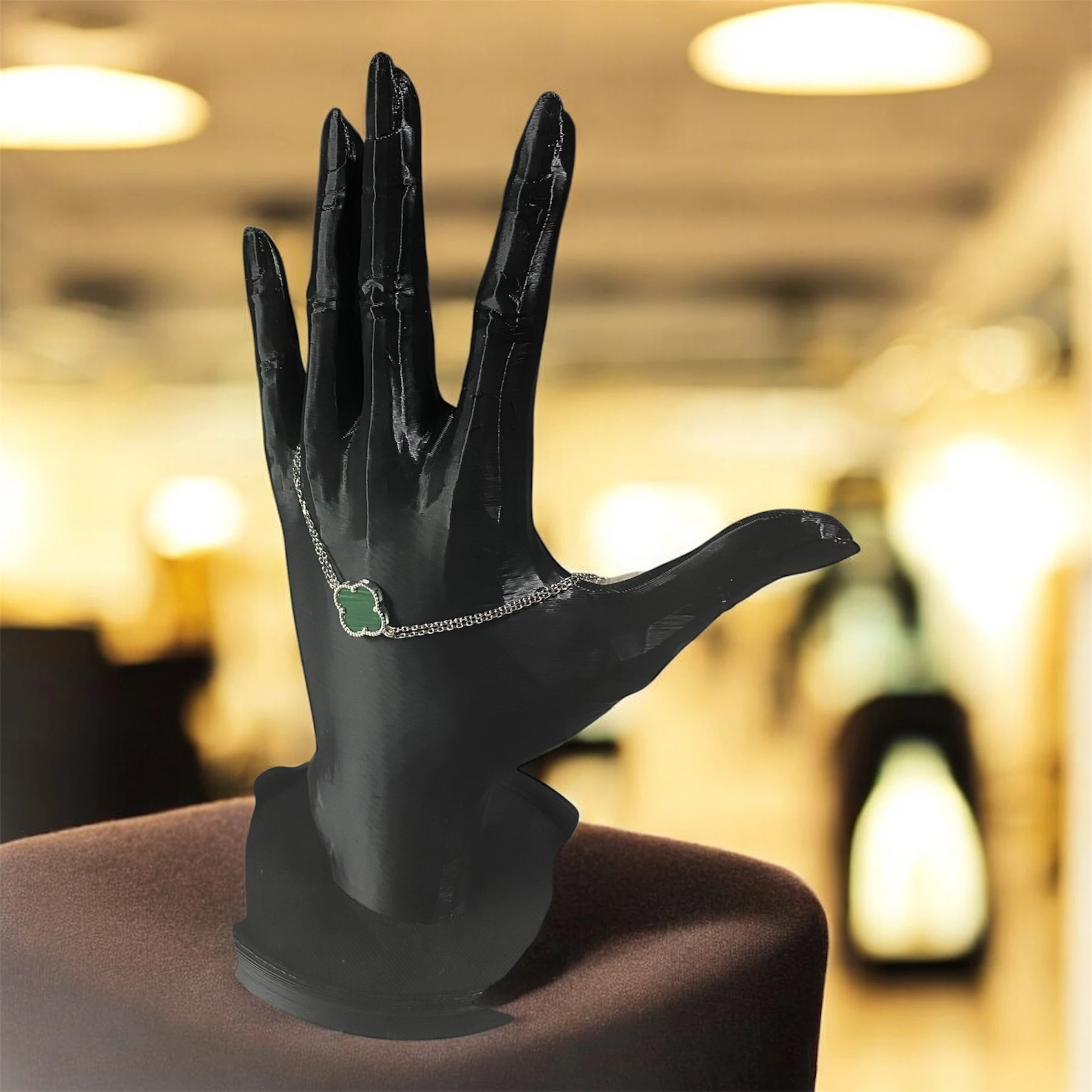 925 Ayar Gümüş Malakit Taşlı Şanslı Yonca Van Cleef Hayalet Bileklik