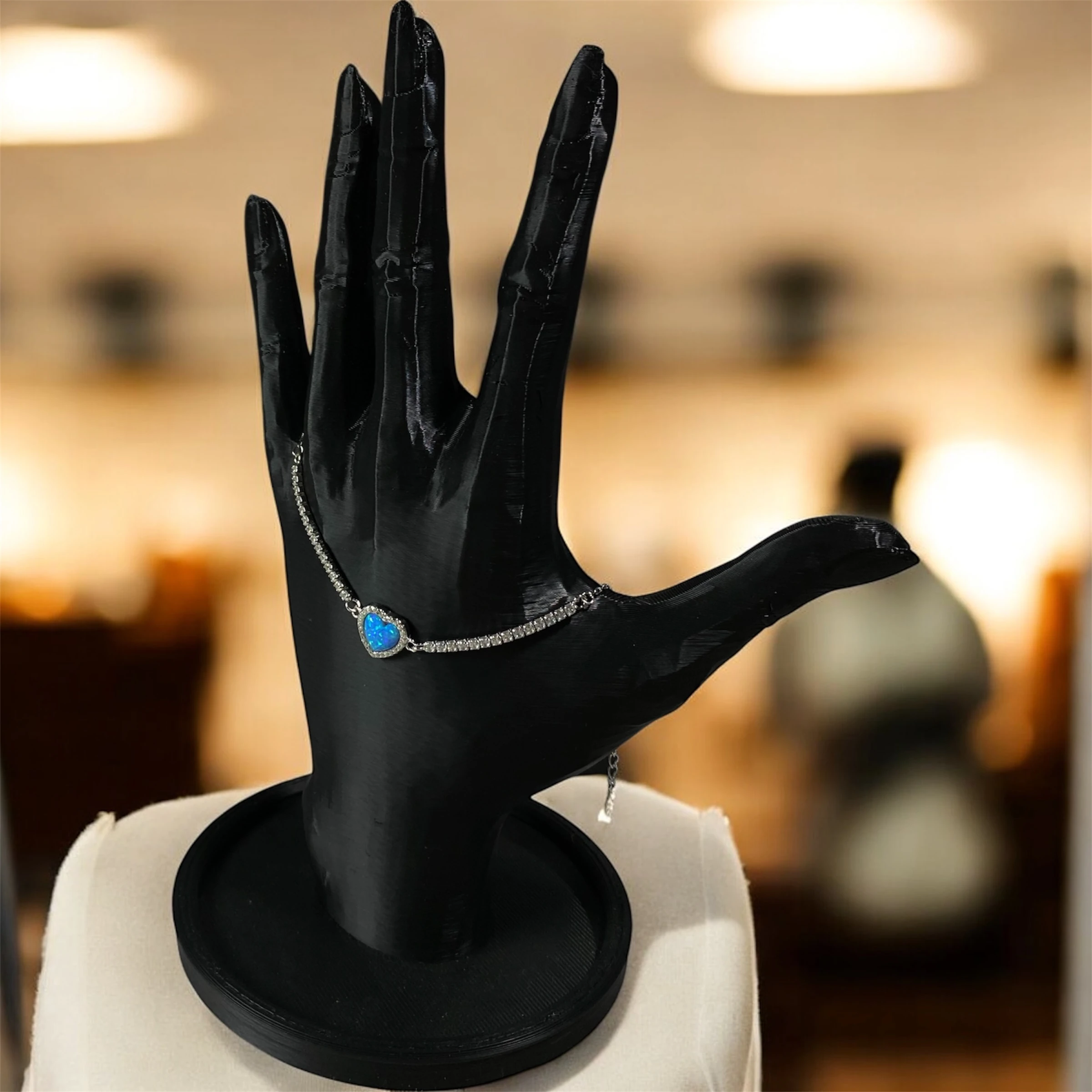 925 Ayar Gümüş Turkuaz Kalp Zirkon Taşlı Bileklik