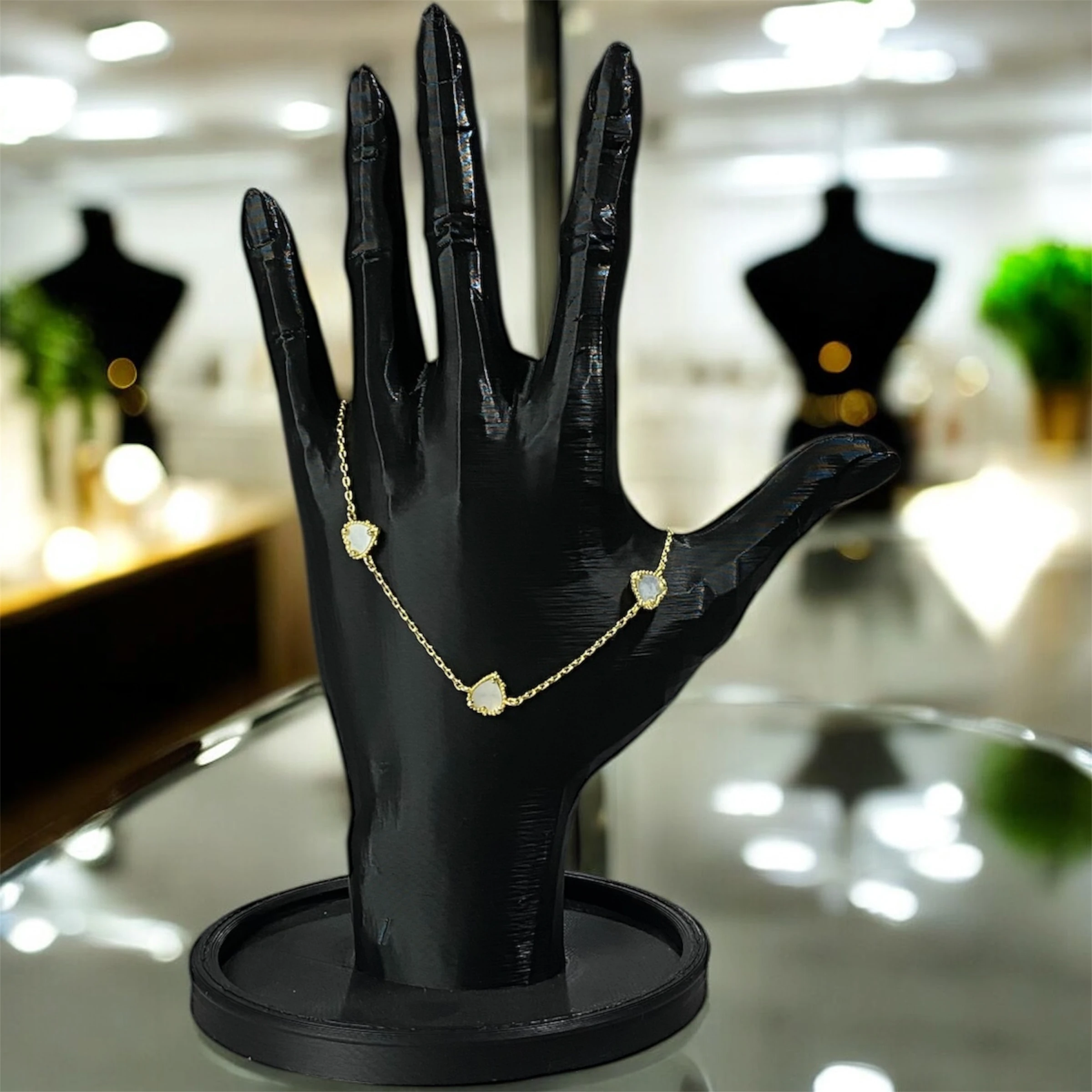 925 Ayar Gümüş Altın Kaplama Sedef Taşlı Kalp Şeklinde Van Cleef Bileklik