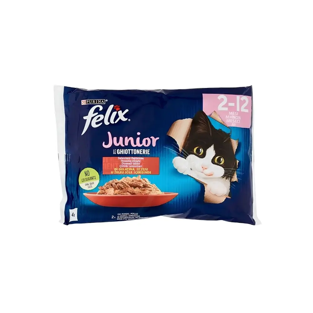 Felix Multipack Sığır ve Tavuk Etli Yavru Kedi Yaş Maması 4x85 Gr