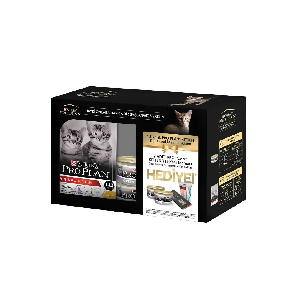 Pro Plan Tavuklu Pirinçli Yavru Kedi Maması 1,5 Kg + 2 Adet Kitten Konserve Hediyeli