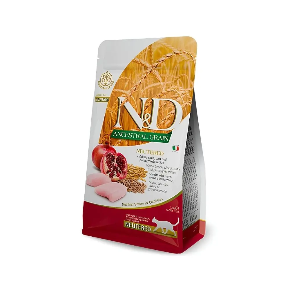 N&D Düşük Tahıllı Tavuk Etli ve Narlı Kısırlaştırılmış Yetişkin Kedi Maması 1,5 Kg