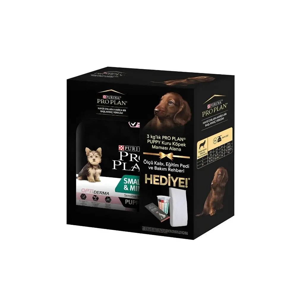 Pro Plan Puppy Small Sensitive Somonlu Küçük Irk Hassas Yavru Köpek Maması 3 kg + Ölçü Kabı ve Eğitim Pedi Hediyeli