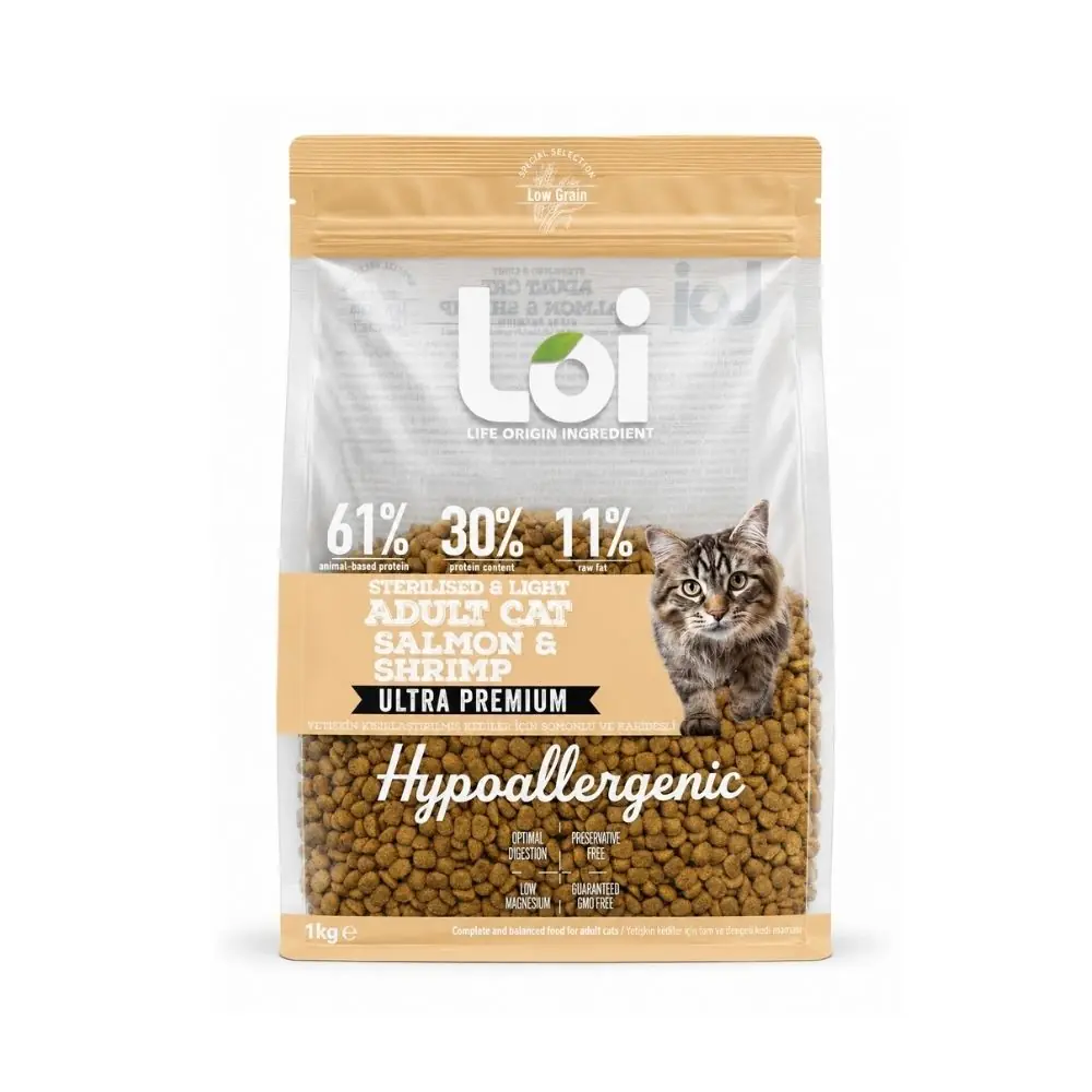Loi Yetişkin Kısır Somon Ve Karidesli Kuru Kedi Maması - 1 KG