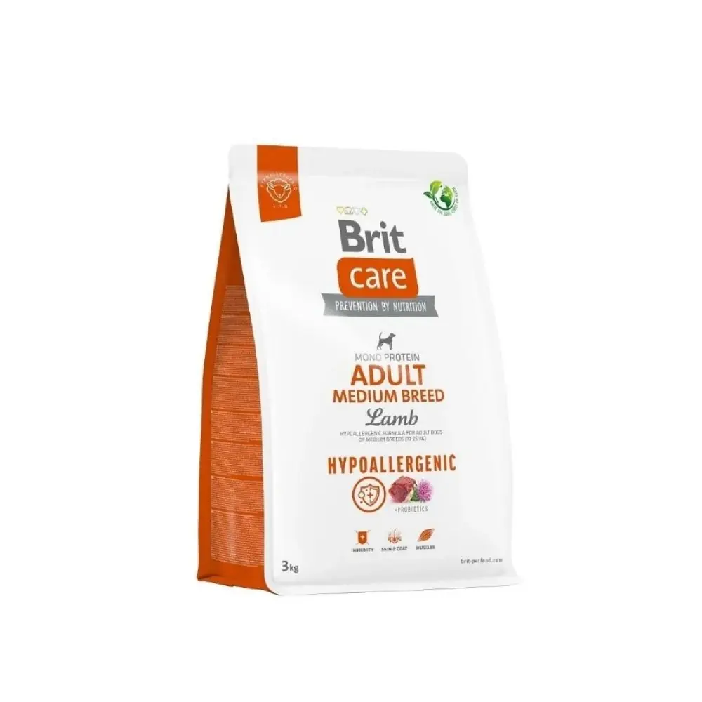 Brit Care Hipoalerjenik Kuzulu Orta Irk Yetişkin Köpek Maması - 3 KG